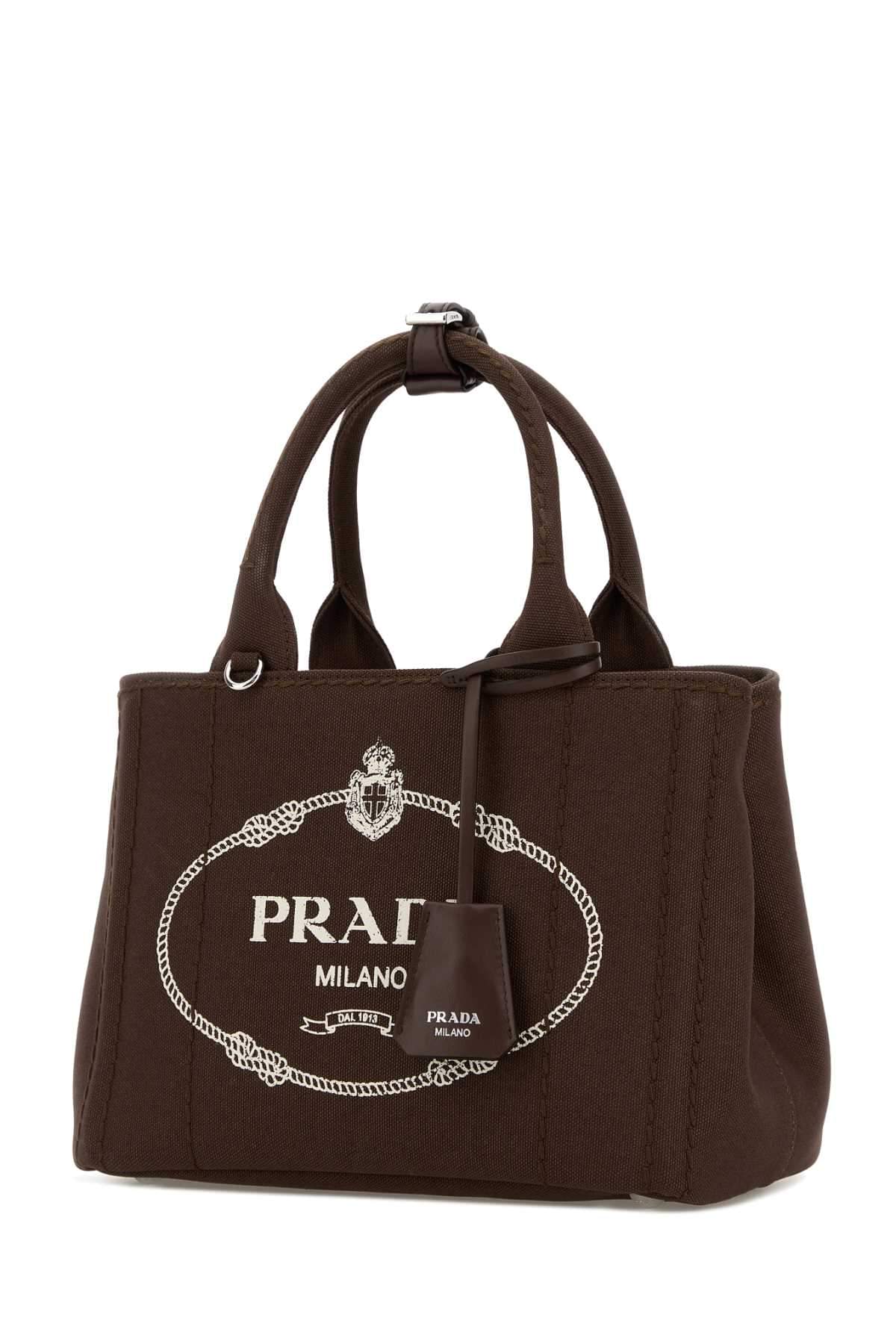 Prada Women Brown Canvas Small Prada Jardiniã¨Re Handbag PRADA