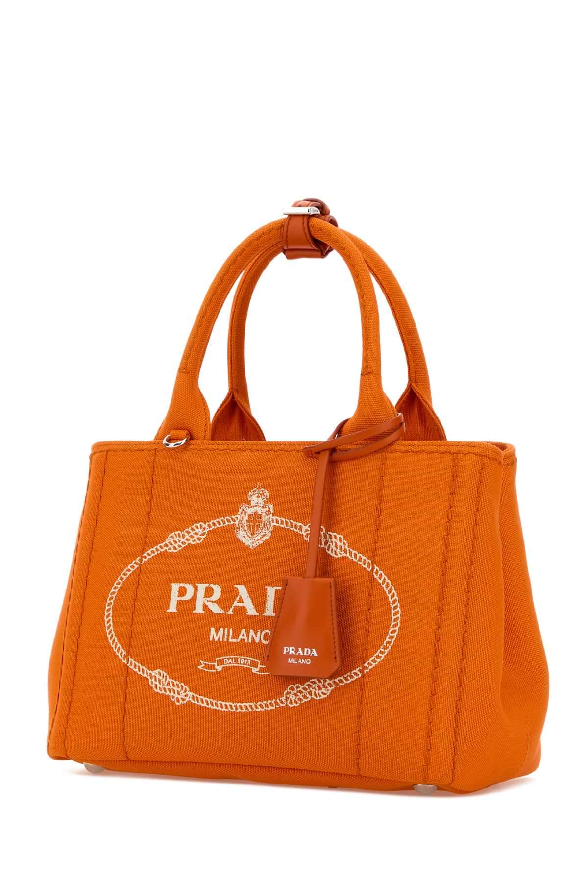 Prada Women Orange Canvas Small Prada Jardiniã¨Re Handbag PRADA