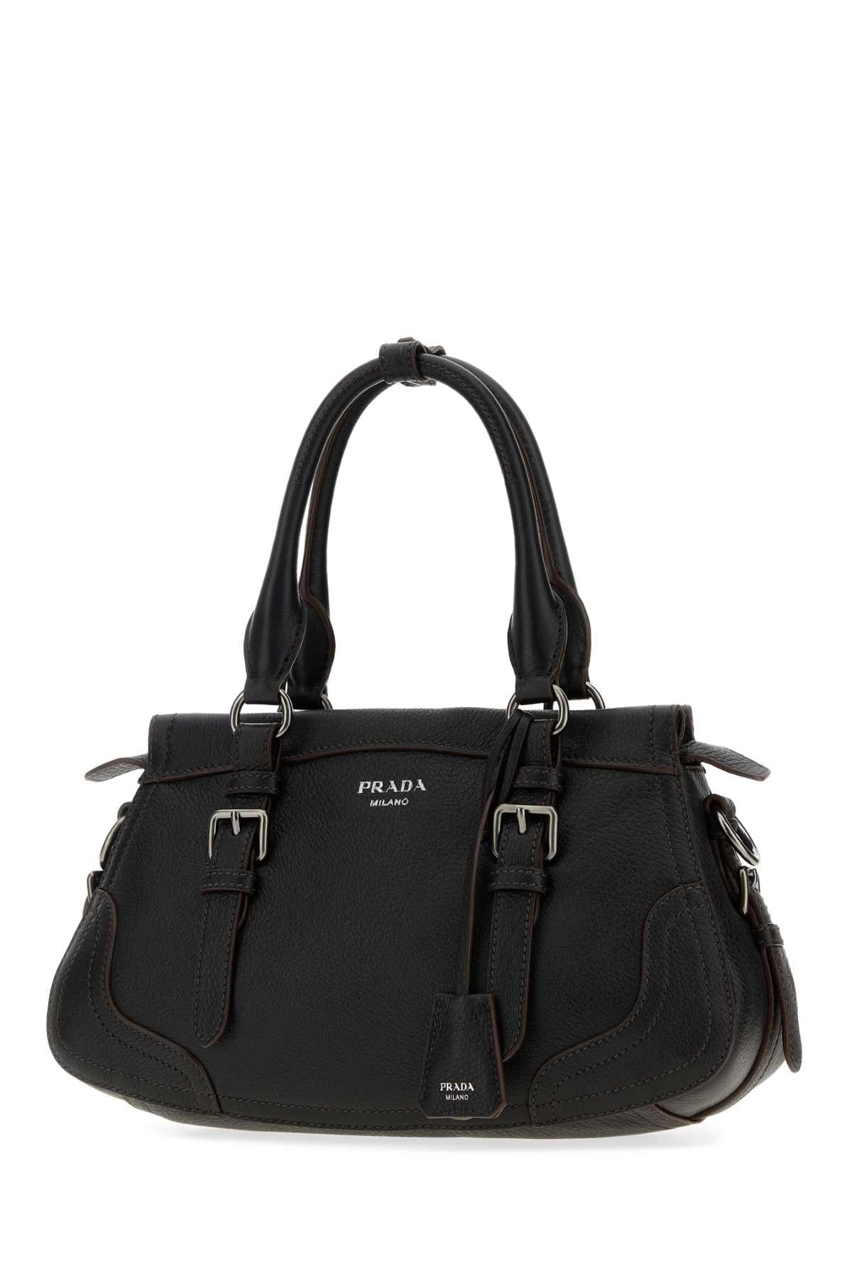 Prada Women Black Leather Large Handbag PRADA