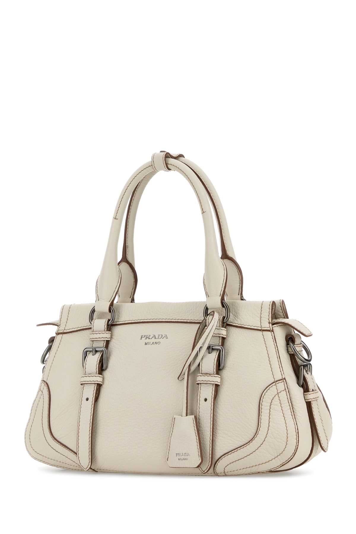 Prada Women Ivory Leather Large Handbag PRADA