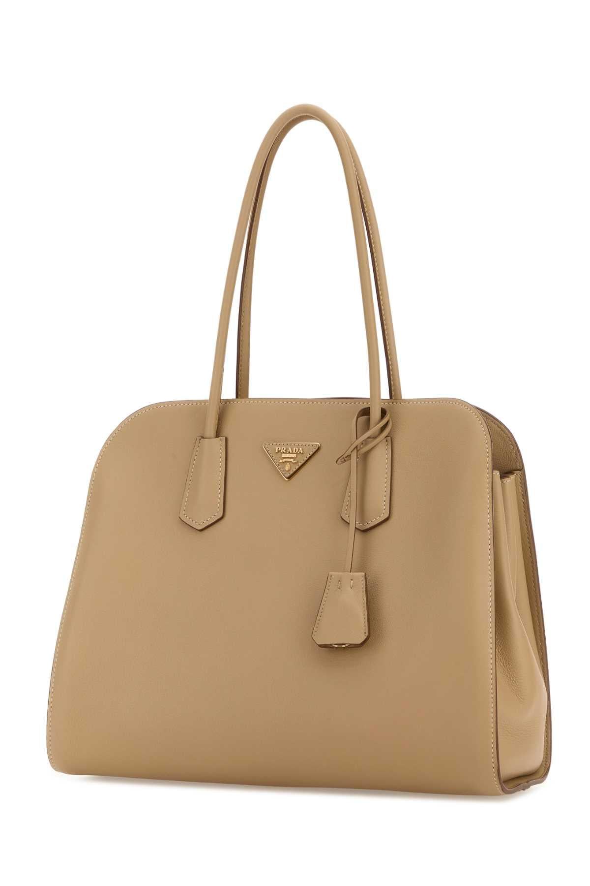 Prada Women Beige Leather Shopping Bag PRADA