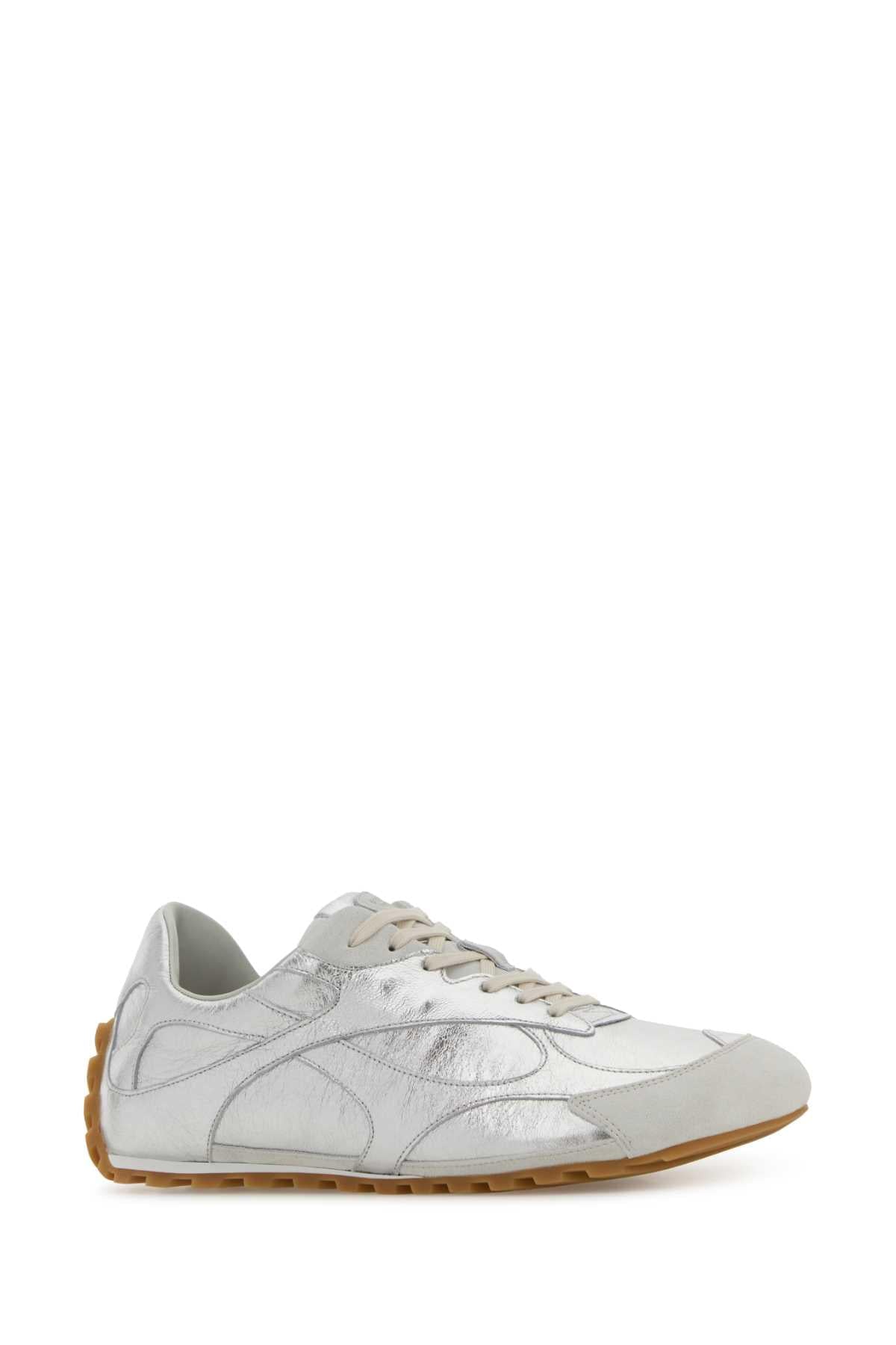 Bottega Veneta Men Silver Leather And Suede Orbit Sneakers BOTTEGA VENETA