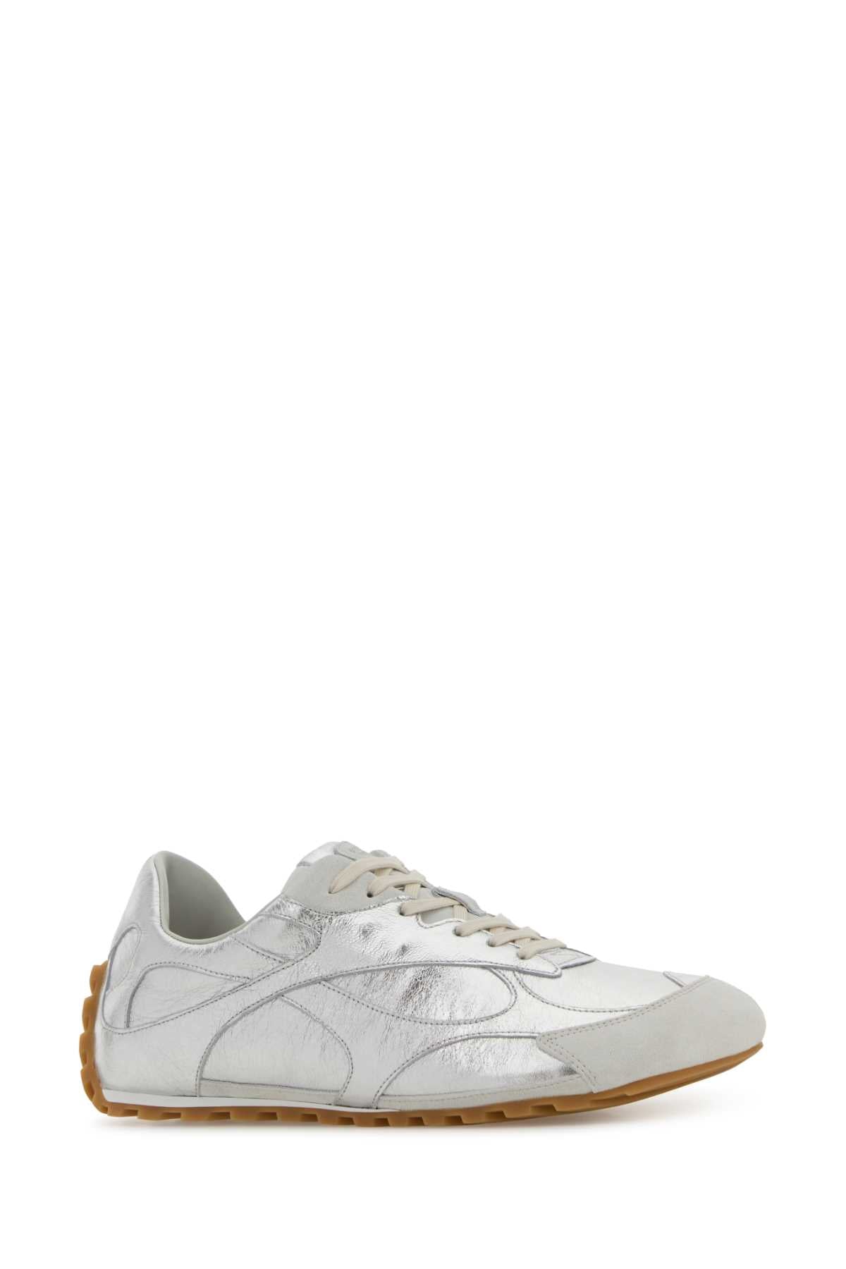 Bottega Veneta Men Silver Leather And Suede Orbit Sneakers BOTTEGA VENETA