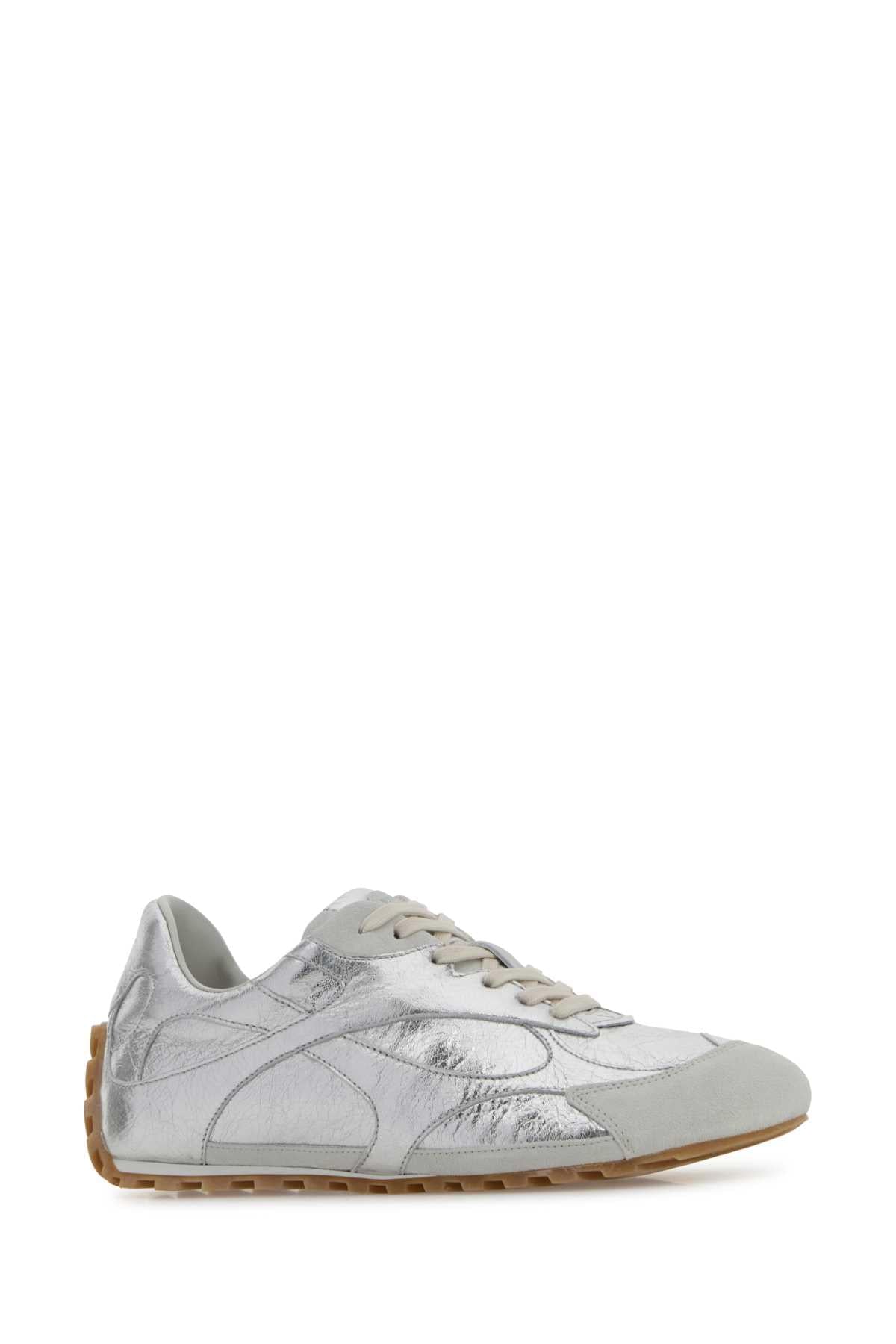 Bottega Veneta Women Silver Leather Orbit Flash Sneakers BOTTEGA VENETA