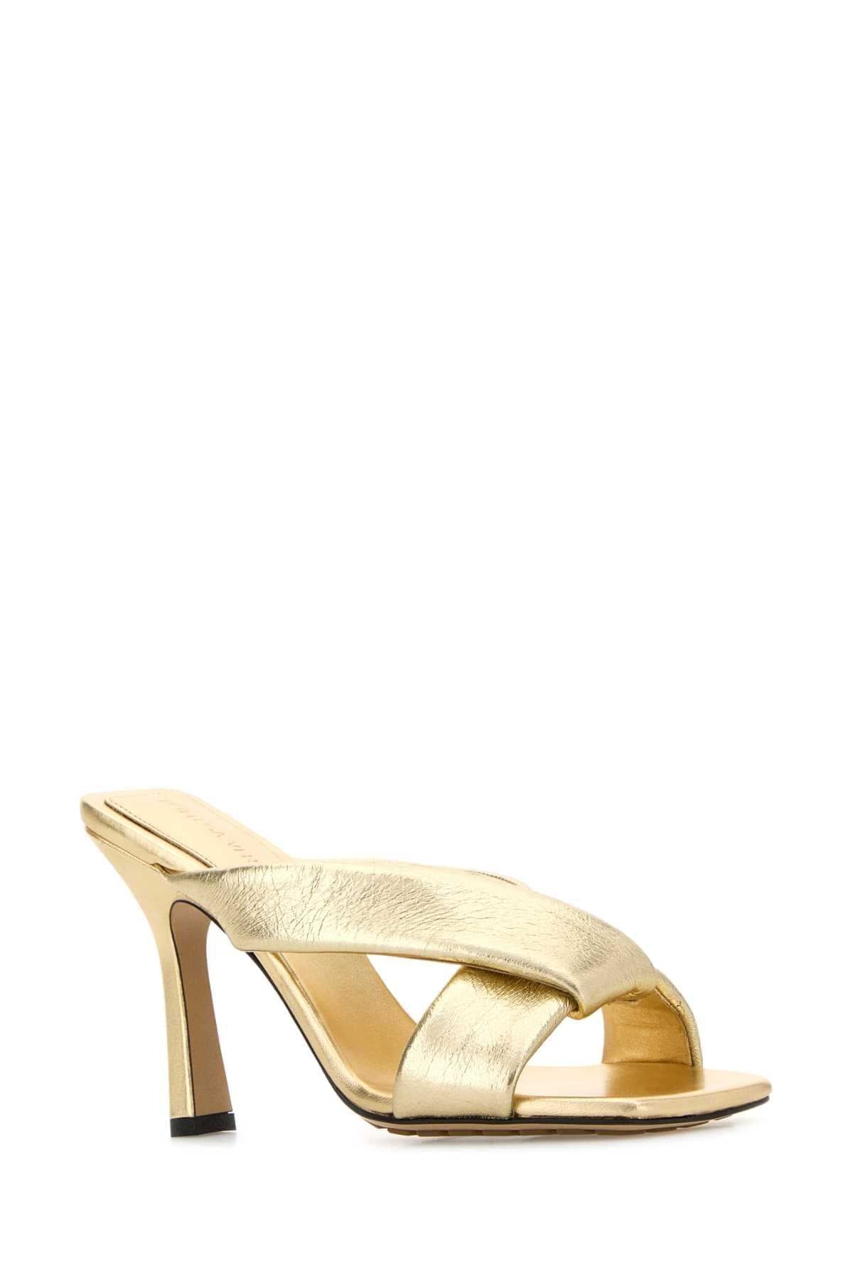 Bottega Veneta Women Gold Leather Niva Mules BOTTEGA VENETA