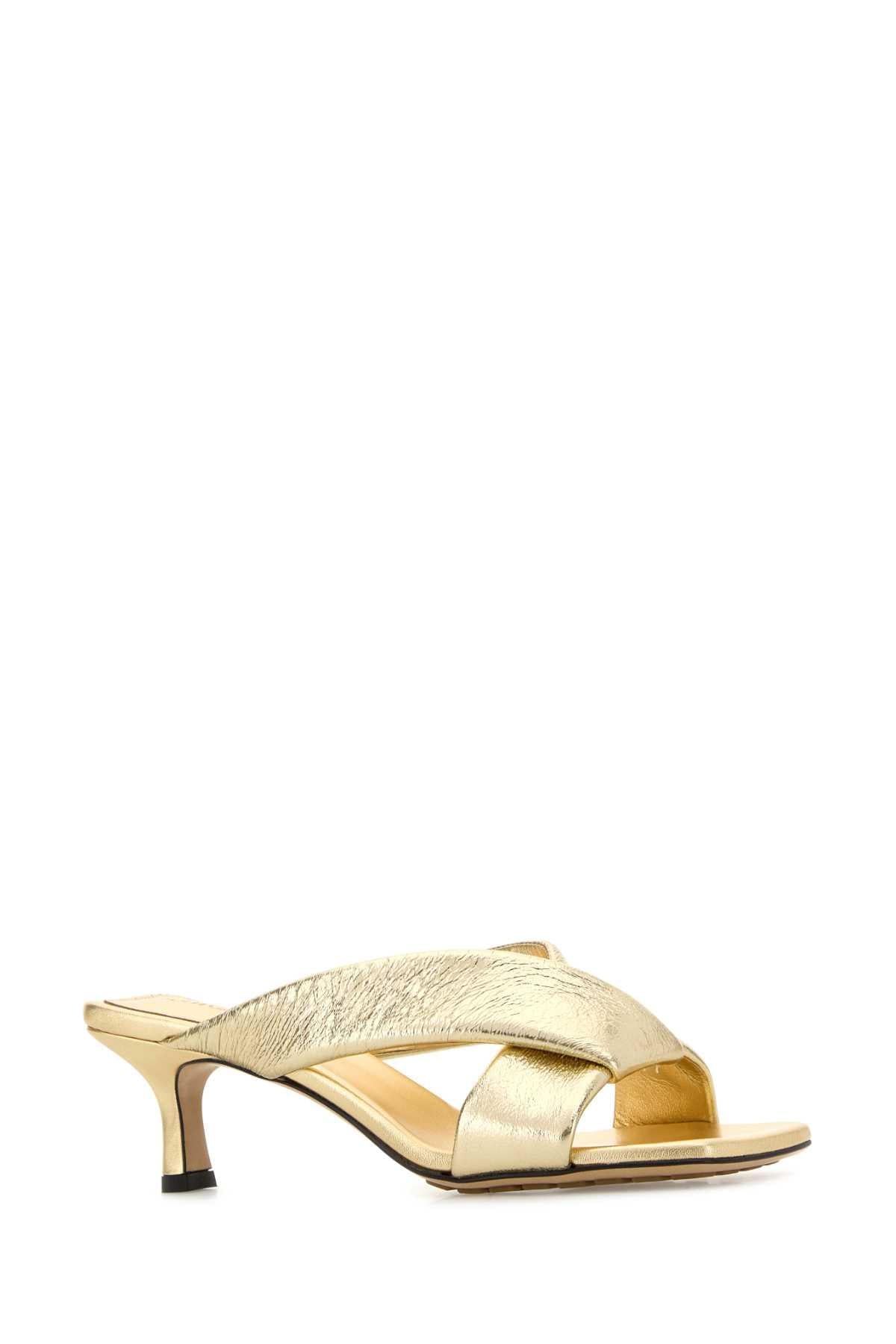 Bottega Veneta Women Gold Leather Niva Mules BOTTEGA VENETA