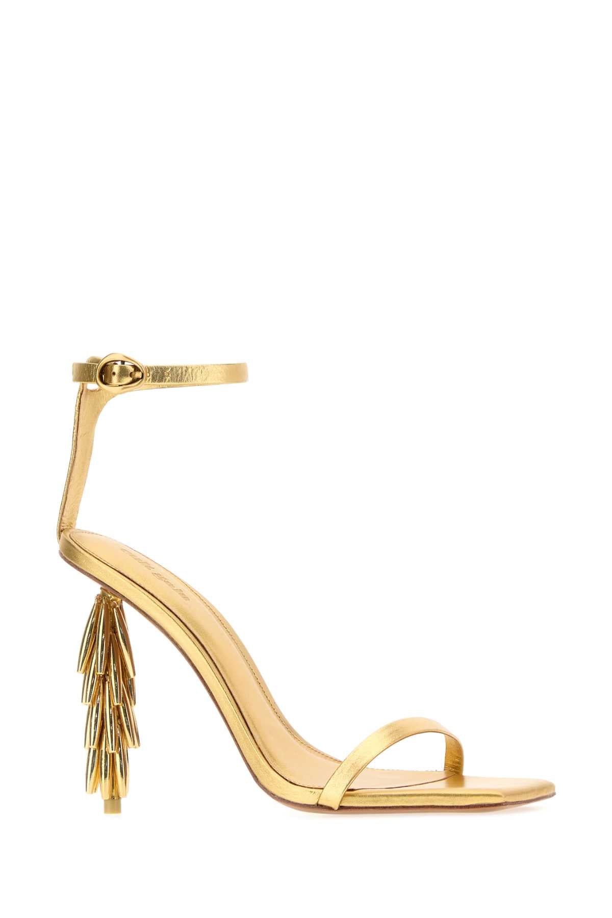 Cult Gaia Women Gold Leather Sunella Sandals CULT GAIA