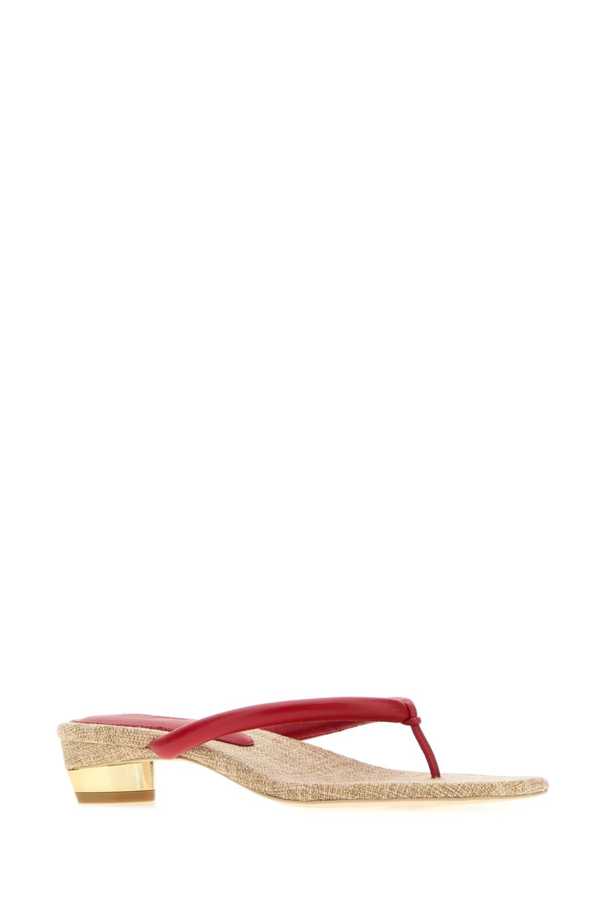 Cult Gaia Women Red Leather Sierra Thong Mules CULT GAIA