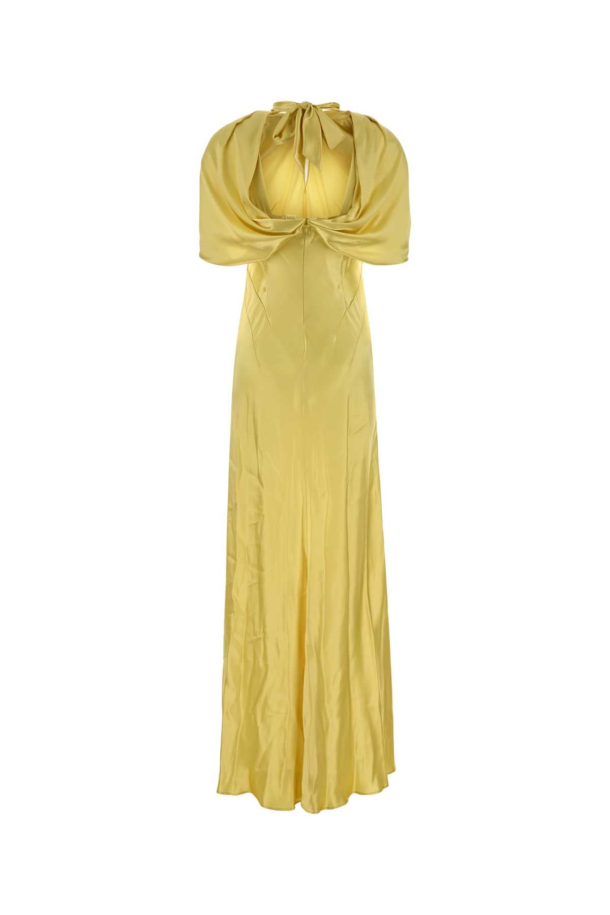 Alberta Ferretti Women Yellow Satin Long Dress ALBERTA FERRETTI