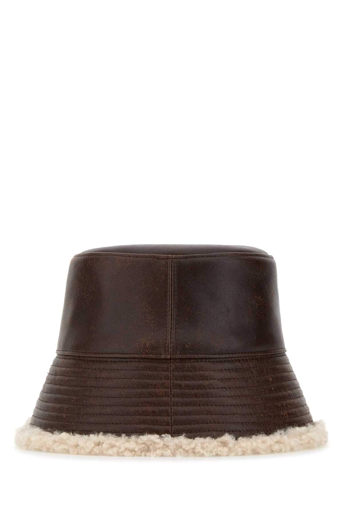 Stella Mccartney Women Brown Synthetic Leather Bucket Hat STELLA MCCARTNEY
