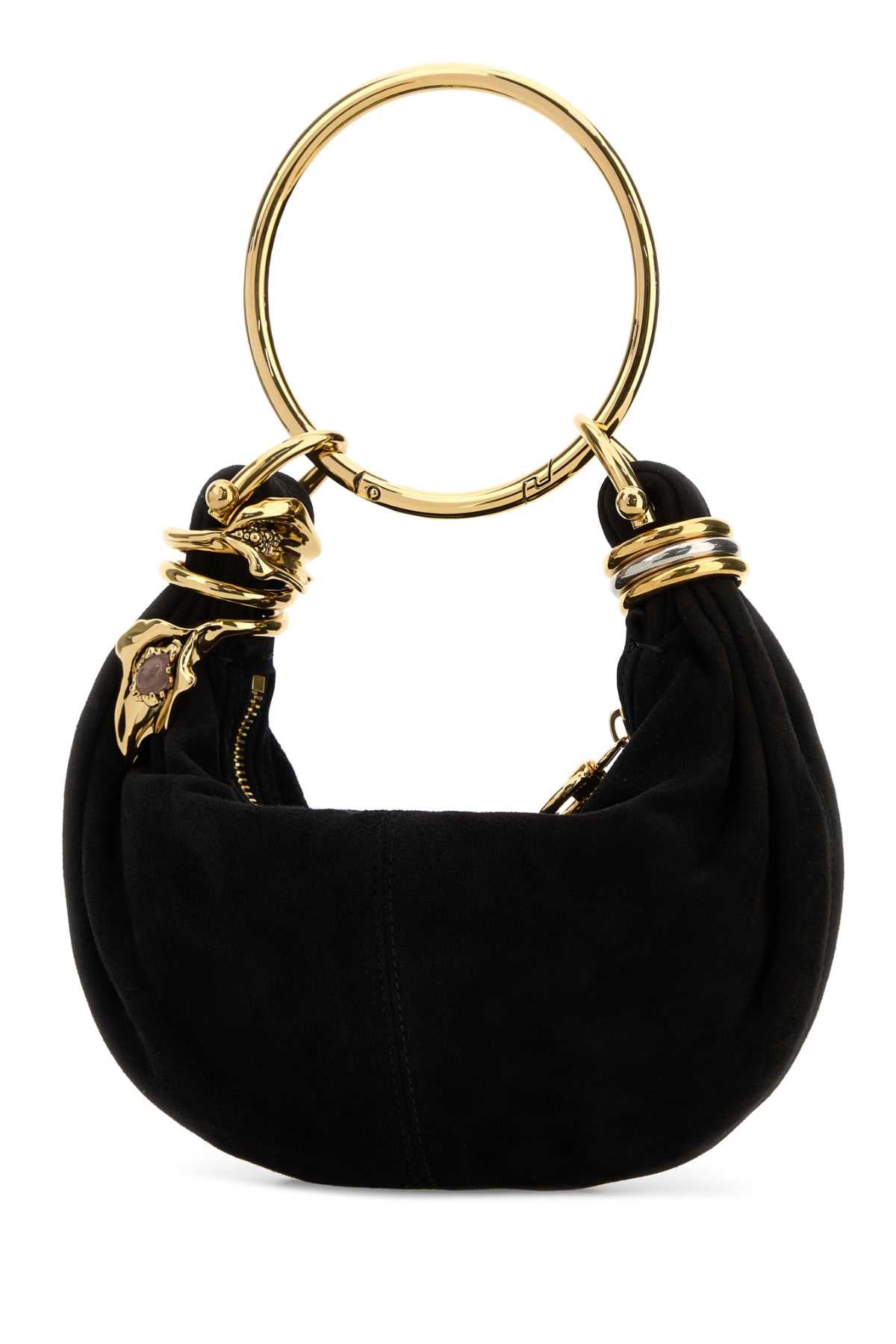 Chloe Women Black Suede Mini Bracelet Handbag