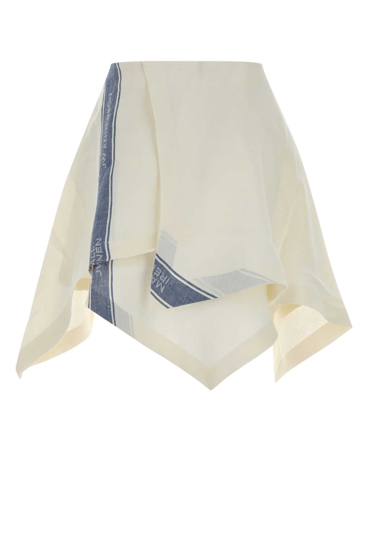 Jw Anderson Women Ivory Linen Mini Skirt