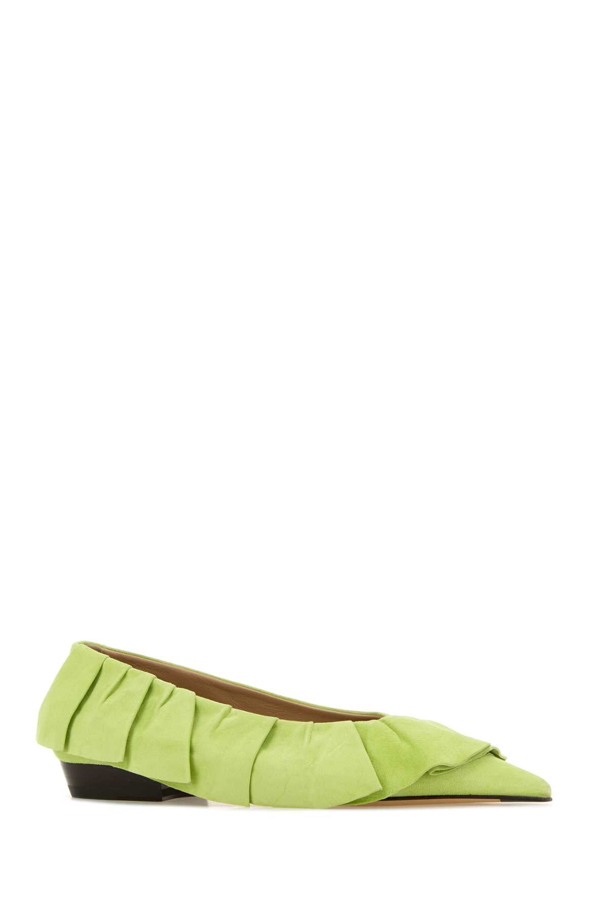 Jw Anderson Women Pastel Green Suede Ballerinas J.W. ANDERSON