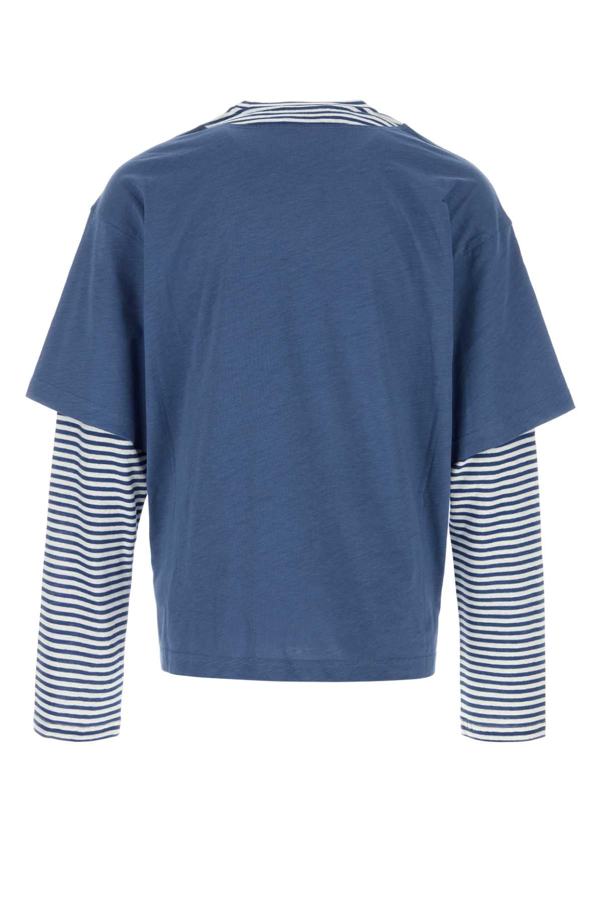 Marni Men Air Force Blue Linen Bend T-Shirt MARNI