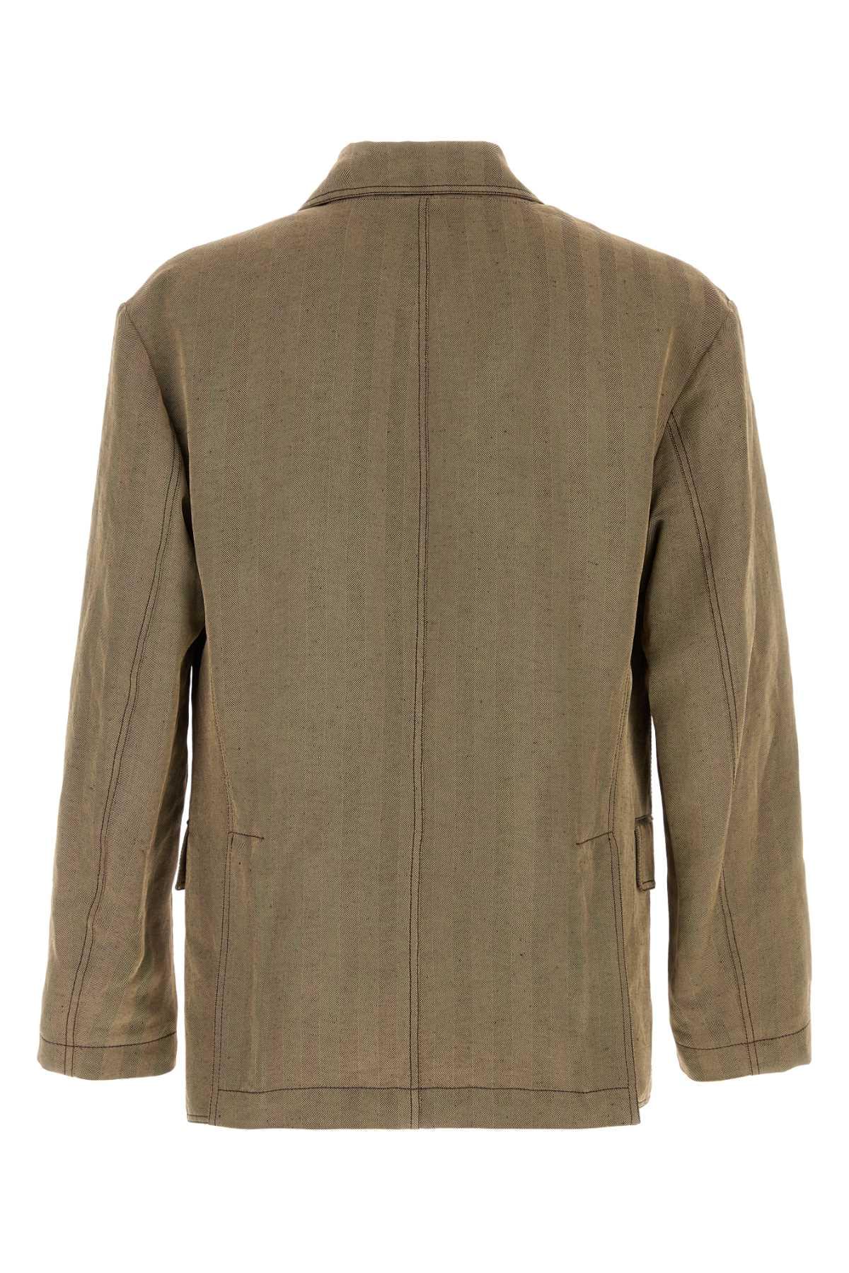 Salvatore Ferragamo Men Embroidered Linen Blend Blazer FERRAGAMO
