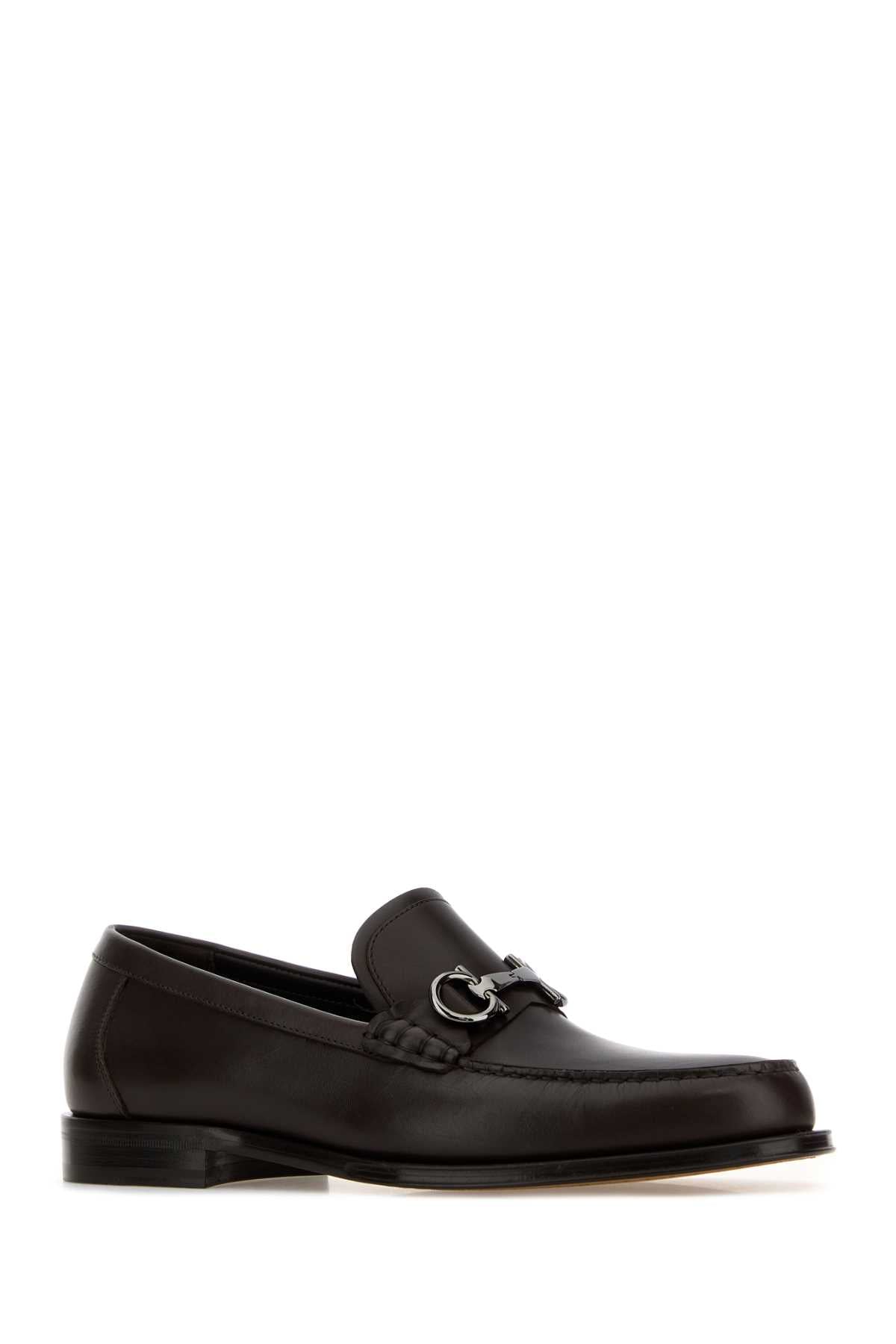 Salvatore Ferragamo Men Dark Brown Leather Teatro Loafers FERRAGAMO