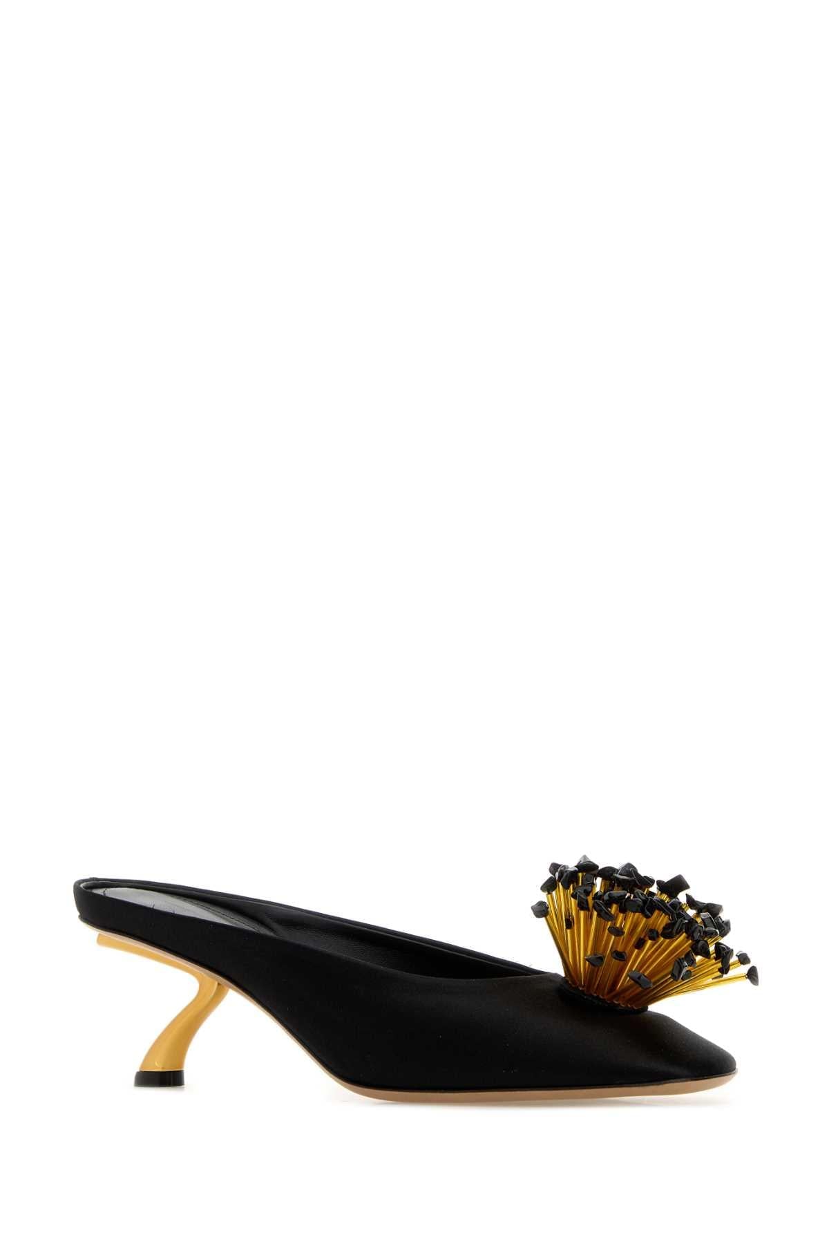 Salvatore Ferragamo Women Black Satin Safi Mules FERRAGAMO