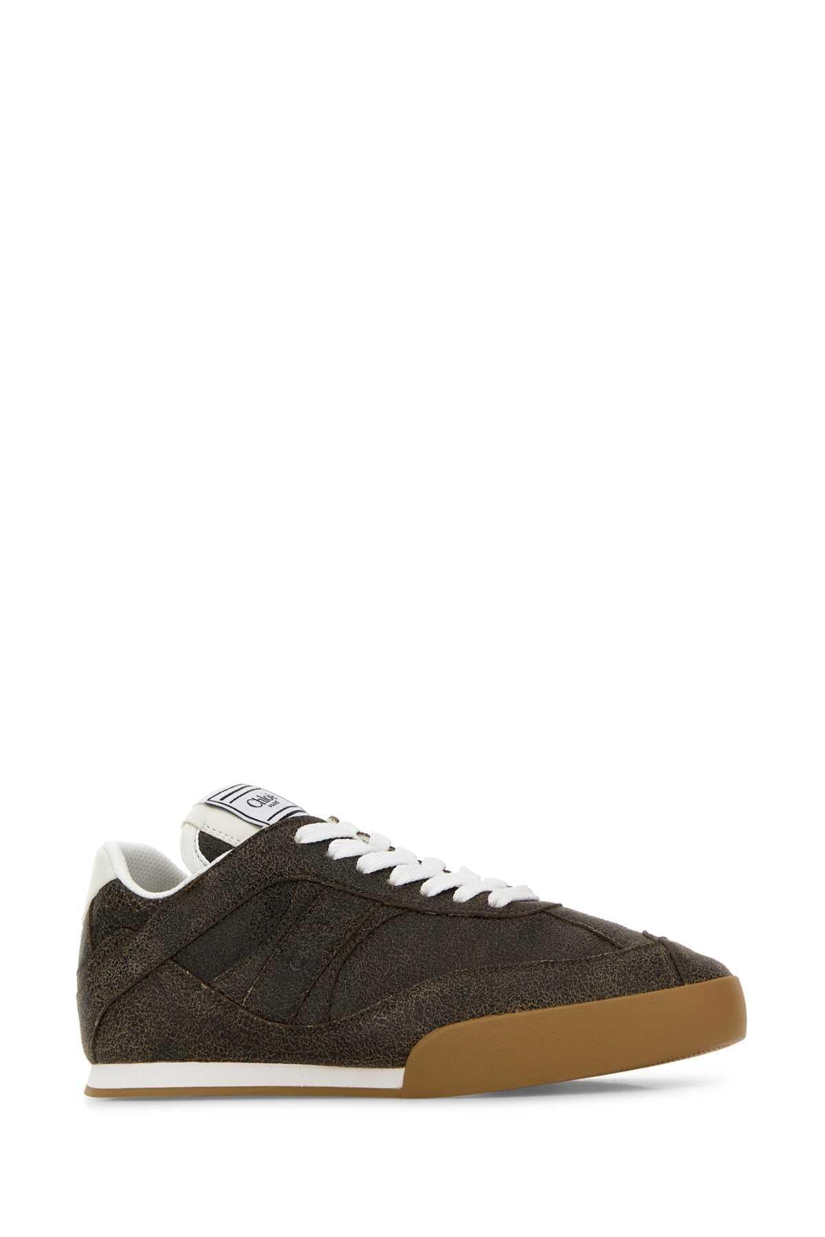 Chloe Women Brown Leather Chlo㨠Kick Sneakers CHLOE