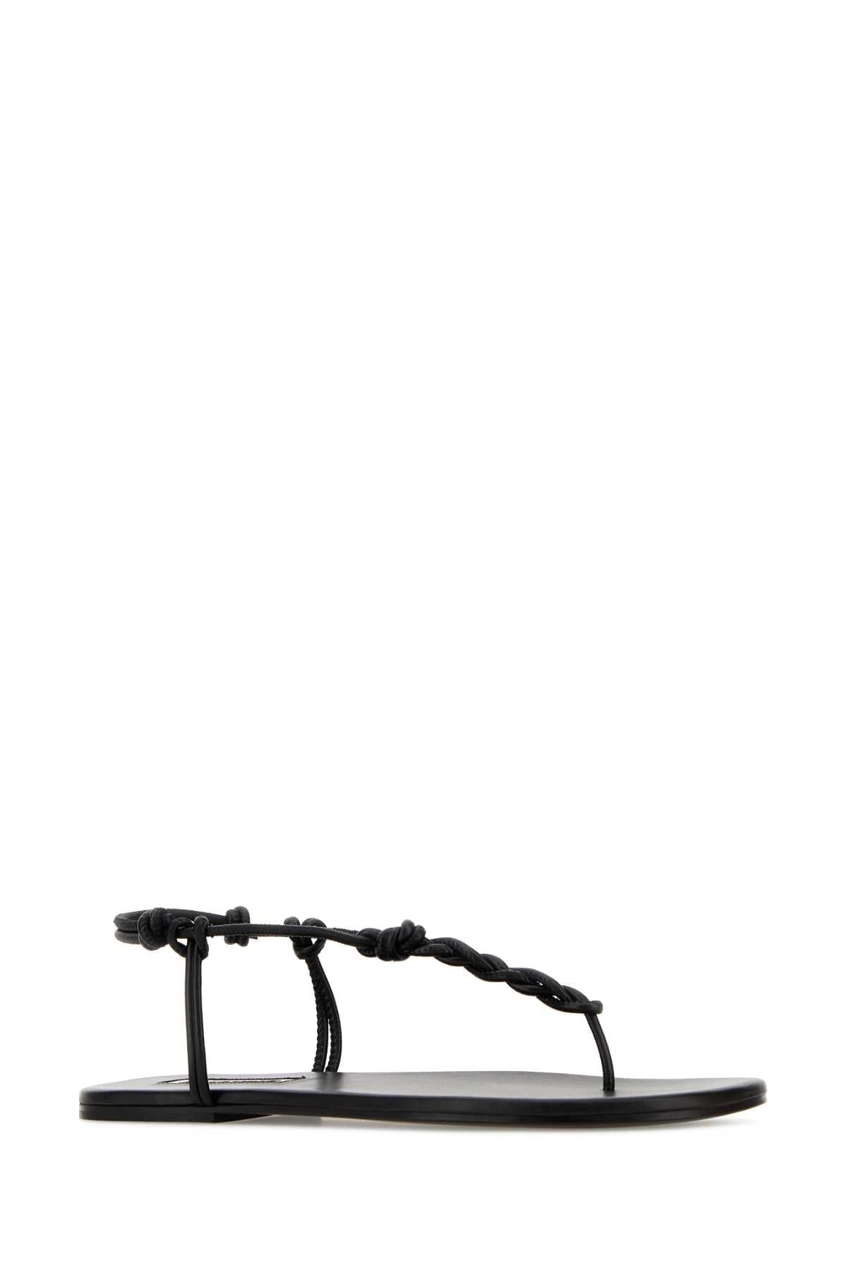 Jil Sander Women Black Leather Tangle Sandals JIL SANDER