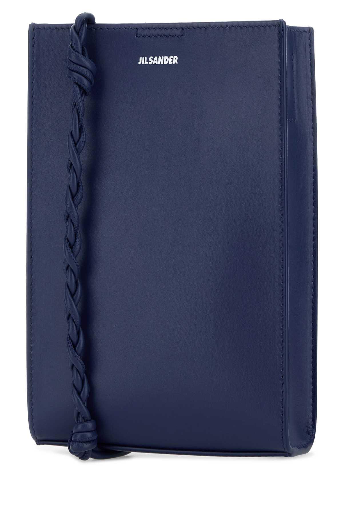 Jil Sander Women Navy Blue Leather Small Tangle Shoulder Bag JIL SANDER
