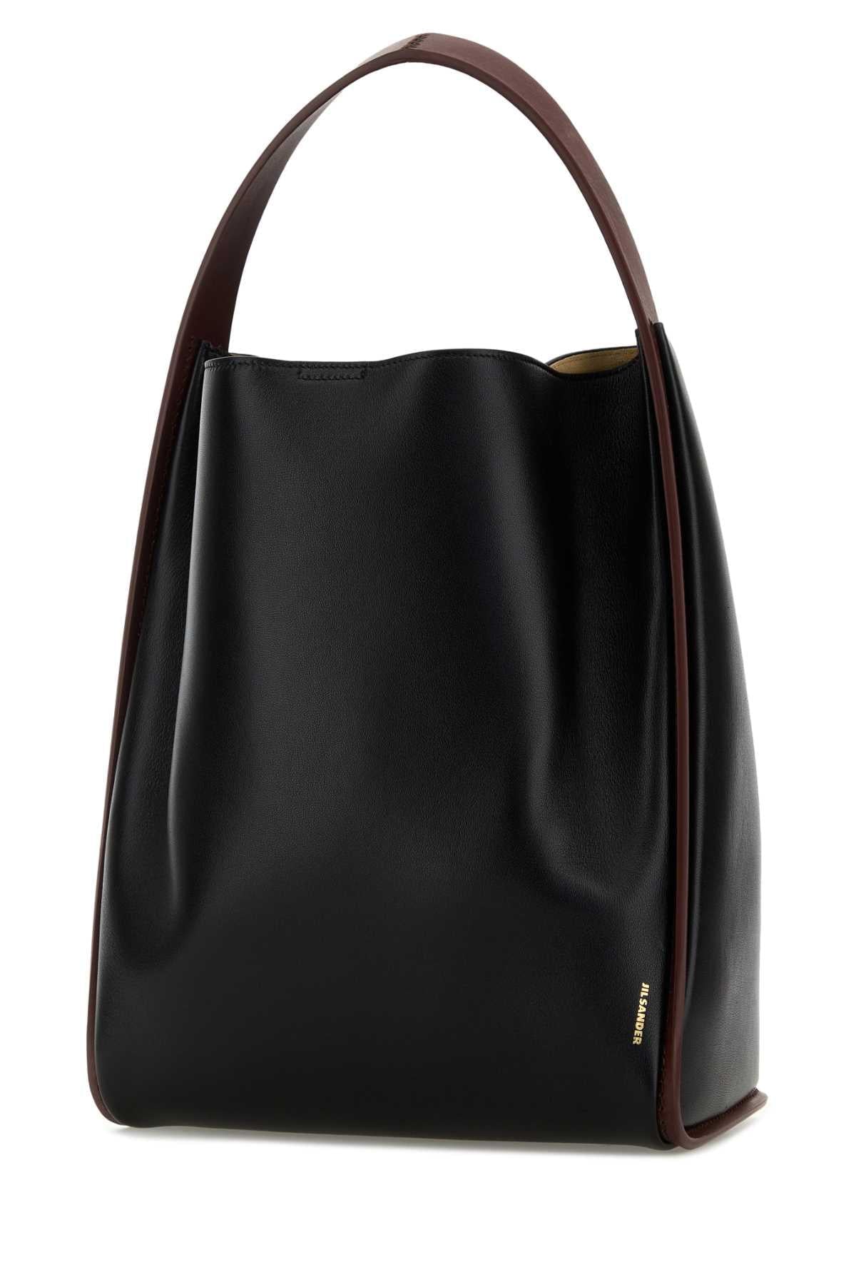 Jil Sander Women Black Leather Pivot Bucket Bag JIL SANDER