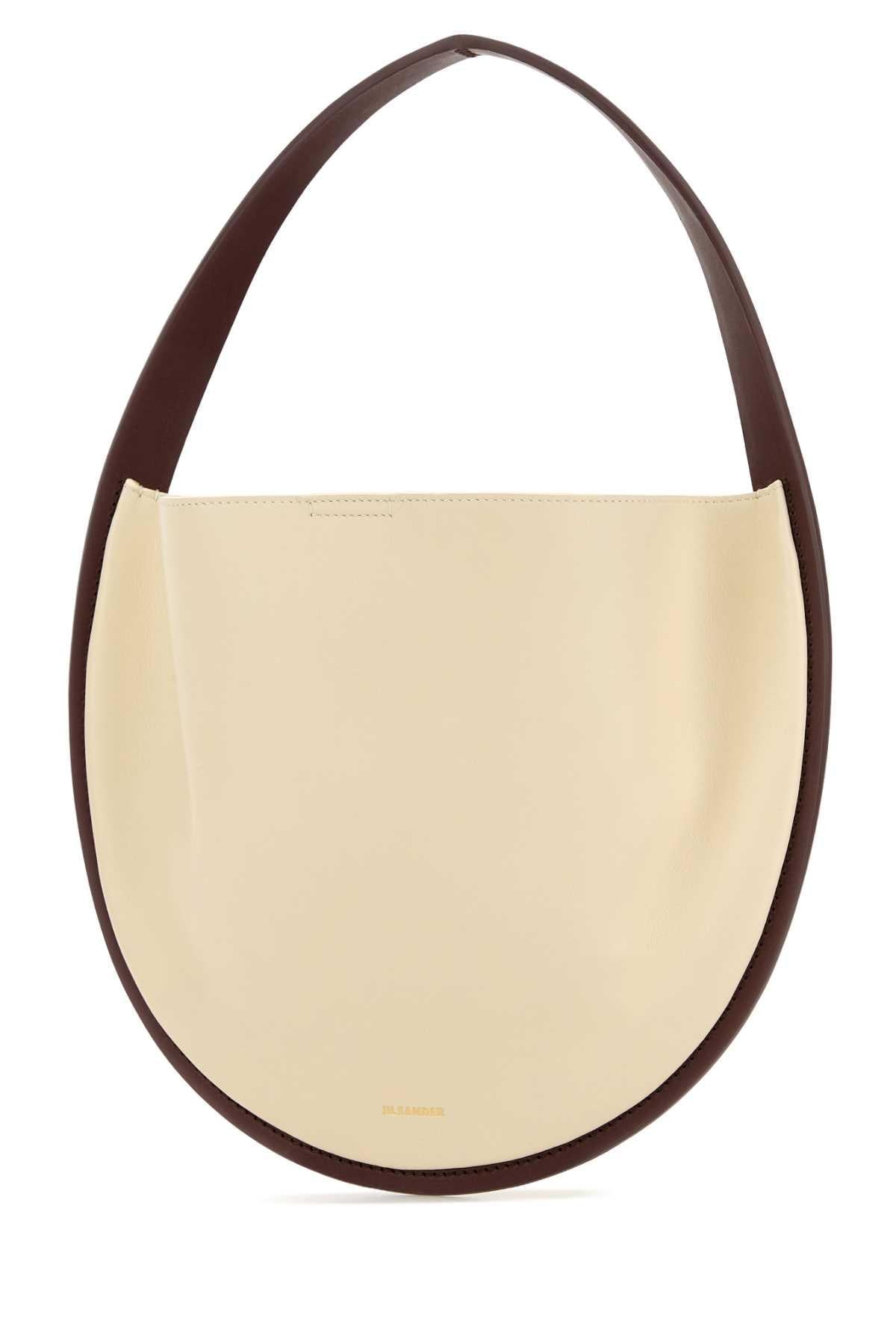 Jil Sander Women Ivory Leather Pivot Shoulder Bag JIL SANDER