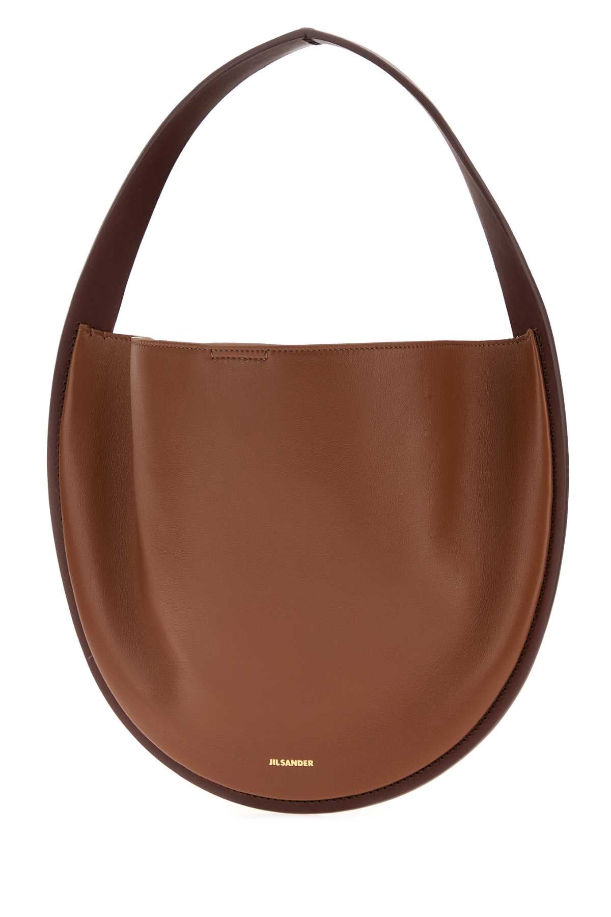 Jil Sander Women Caramel Leather Pivot Shoulder Bag JIL SANDER