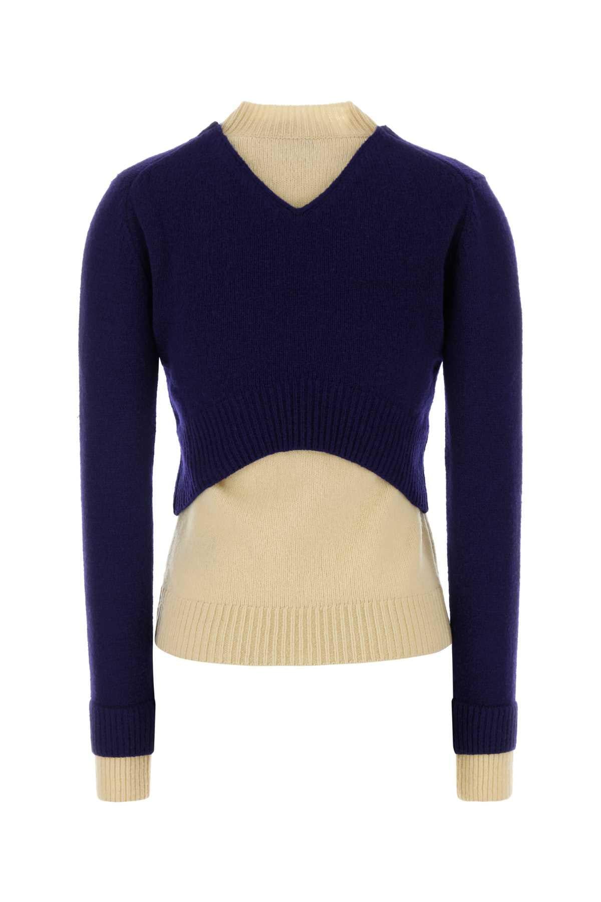Jil Sander Women Navy Blue Wool Blend Sweater JIL SANDER