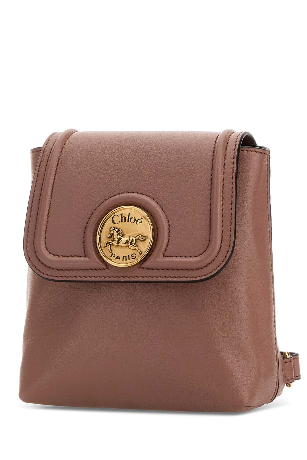 Chloe Women Antiqued Pink Leather Horse Medal Backpack CHLOE