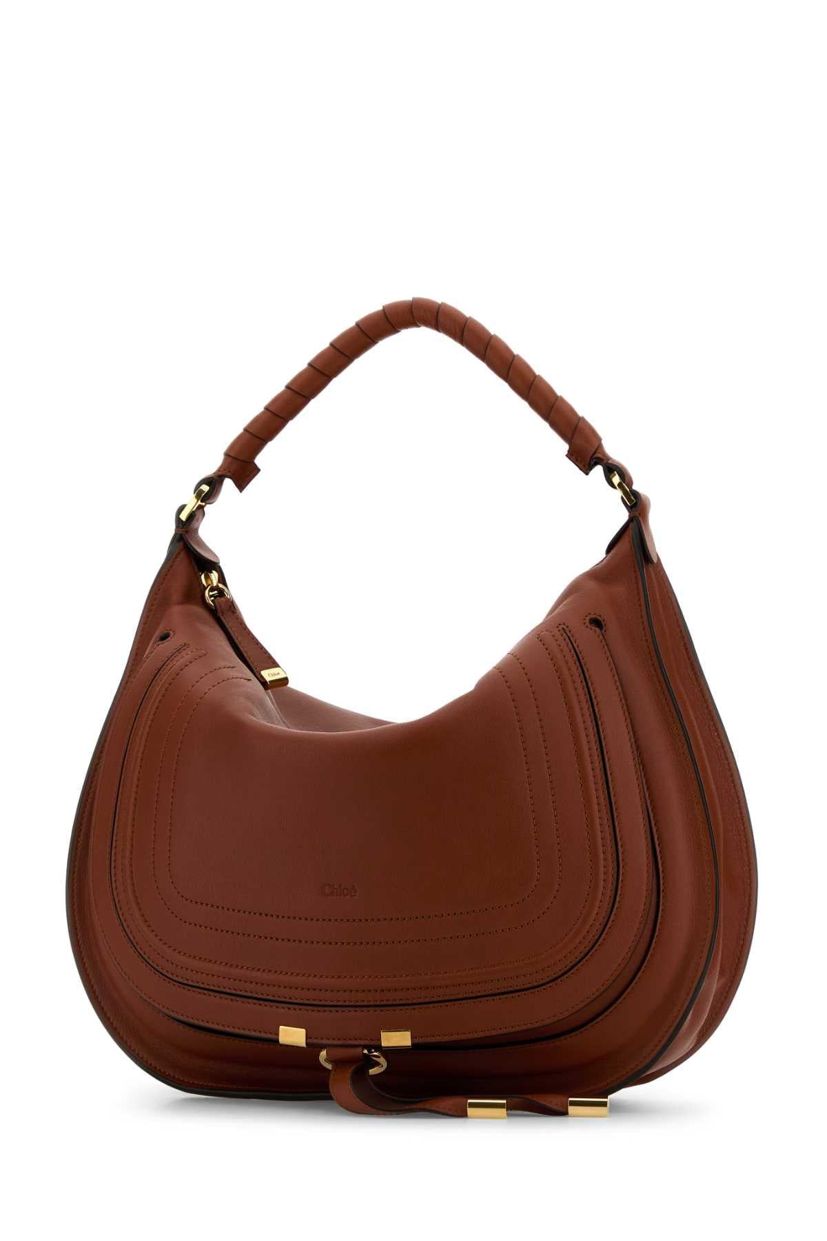 Chloe Women Caramel Leather Marcie Shoulder Bag CHLOE