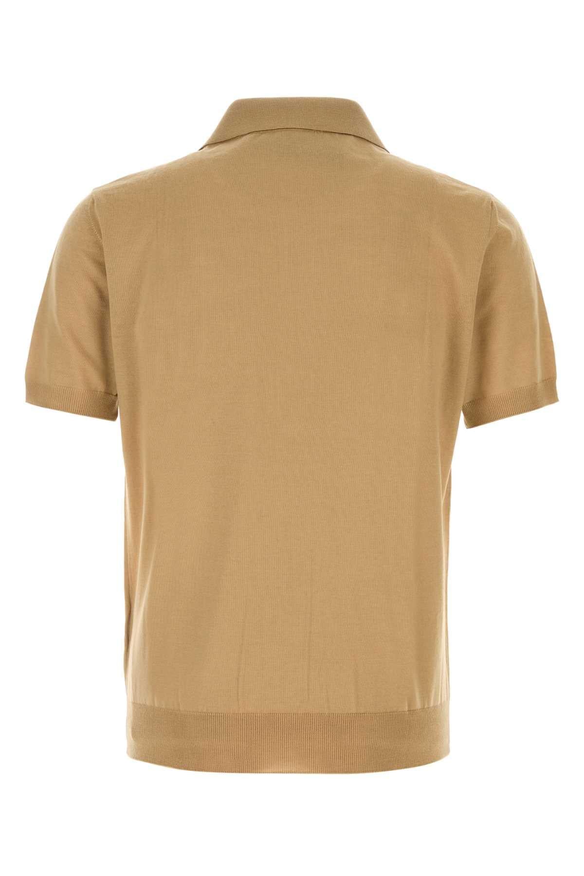 Valentino Garavani Men Camel Wool Polo Shirt VALENTINO GARAVANI