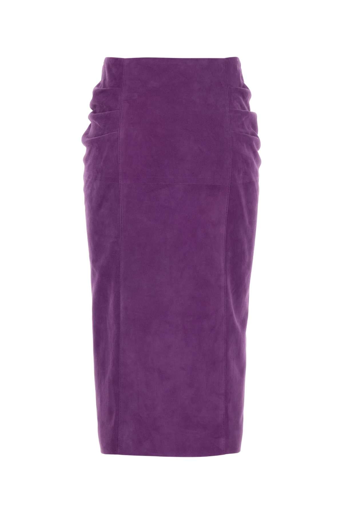 Valentino Garavani Women Purple Suede Skirt VALENTINO GARAVANI