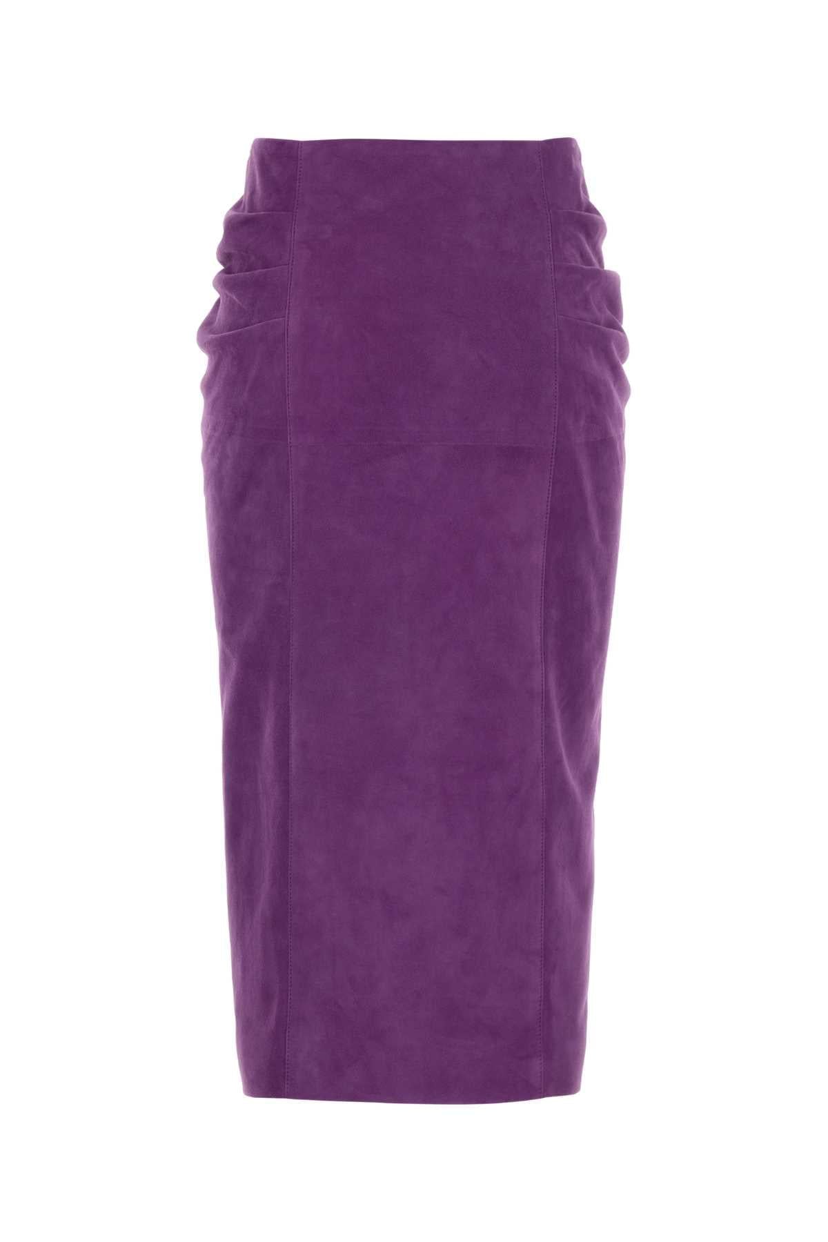 Valentino Garavani Women Purple Suede Skirt VALENTINO GARAVANI