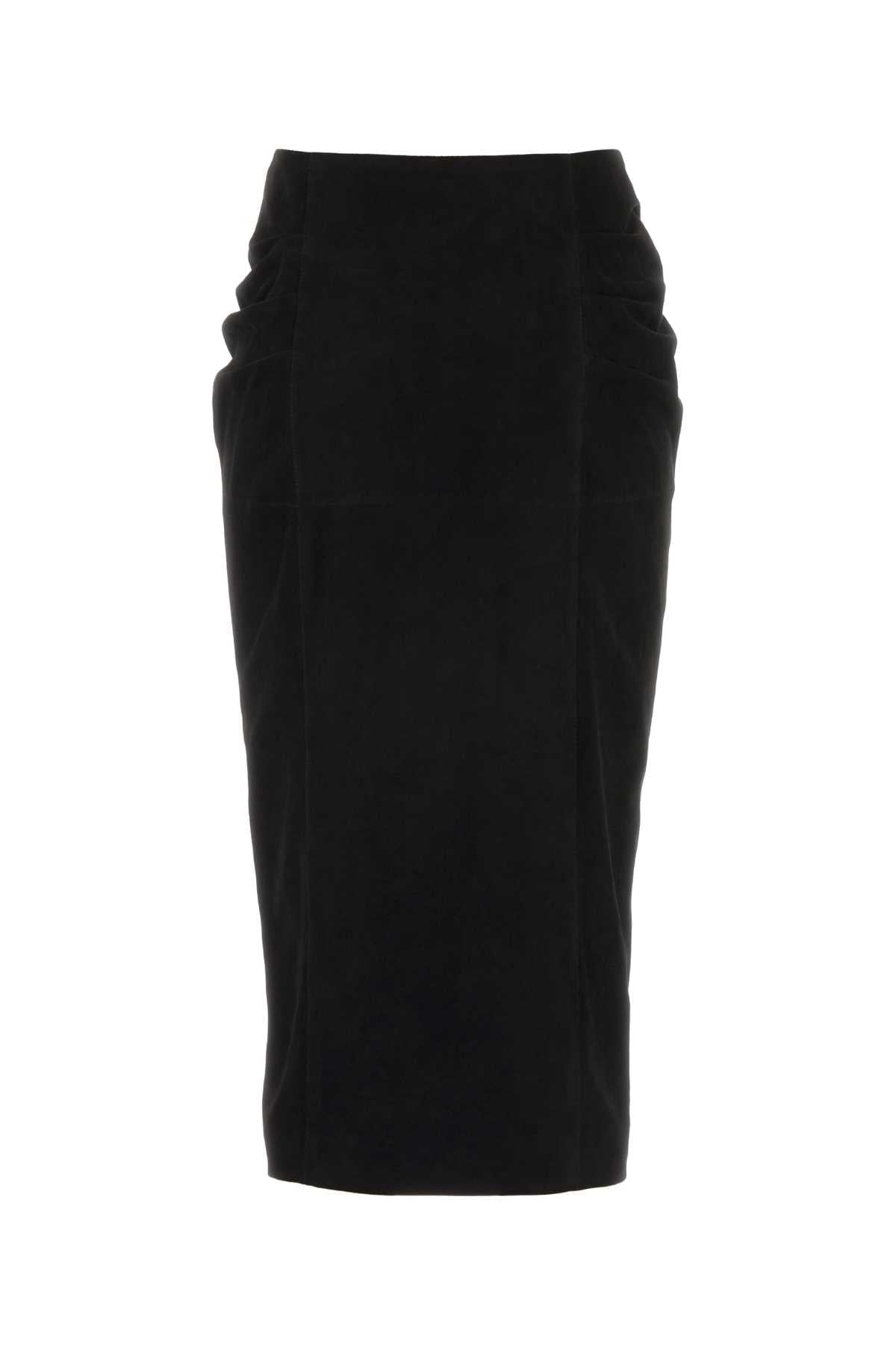 Valentino Garavani Women Black Suede Skirt VALENTINO GARAVANI