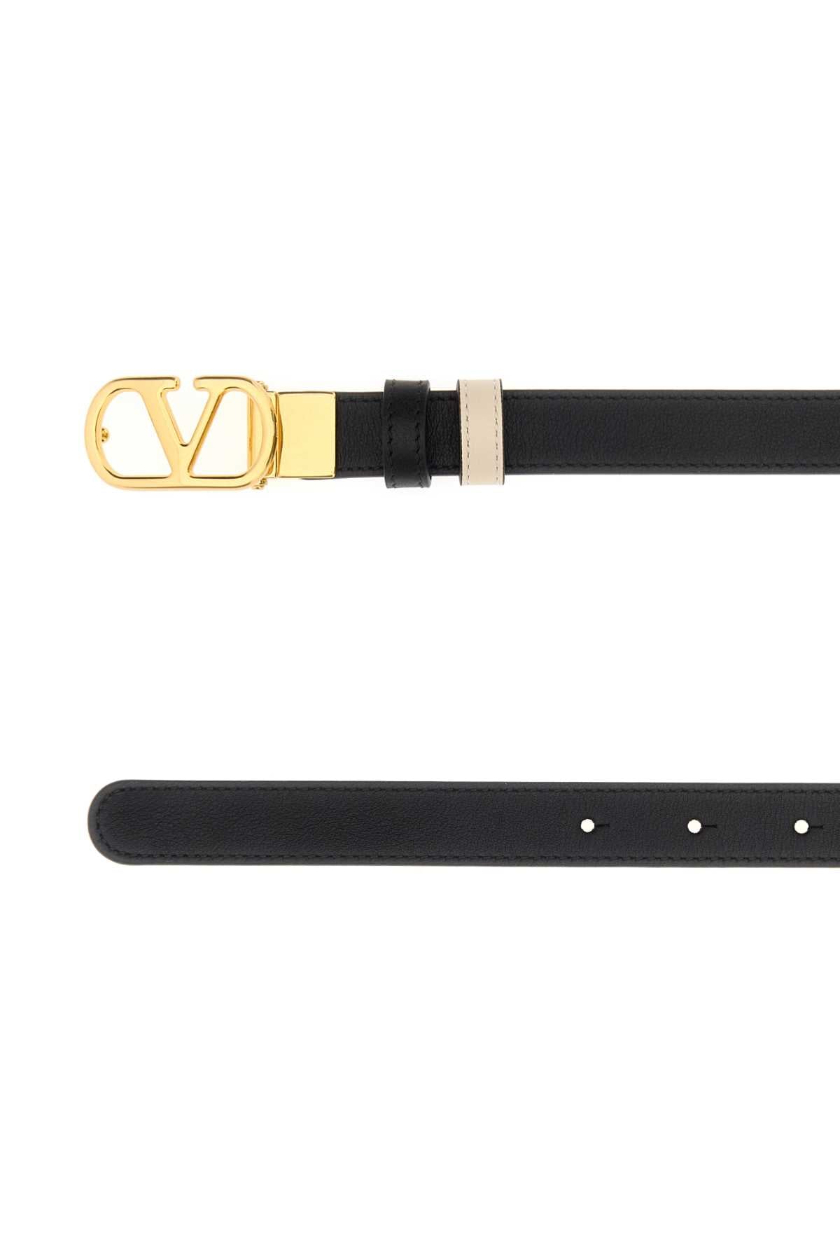 Valentino Garavani Women Black Leather Reversible Belt VALENTINO GARAVANI