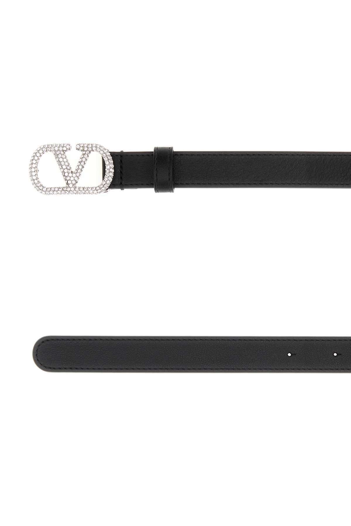 Valentino Garavani Women Black Leather Vlogo Signature Belt VALENTINO GARAVANI