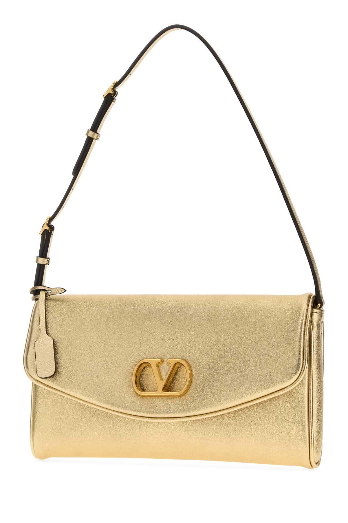 Valentino Garavani Women Gold Nappa Leather Devain Shoulder Bag VALENTINO GARAVANI