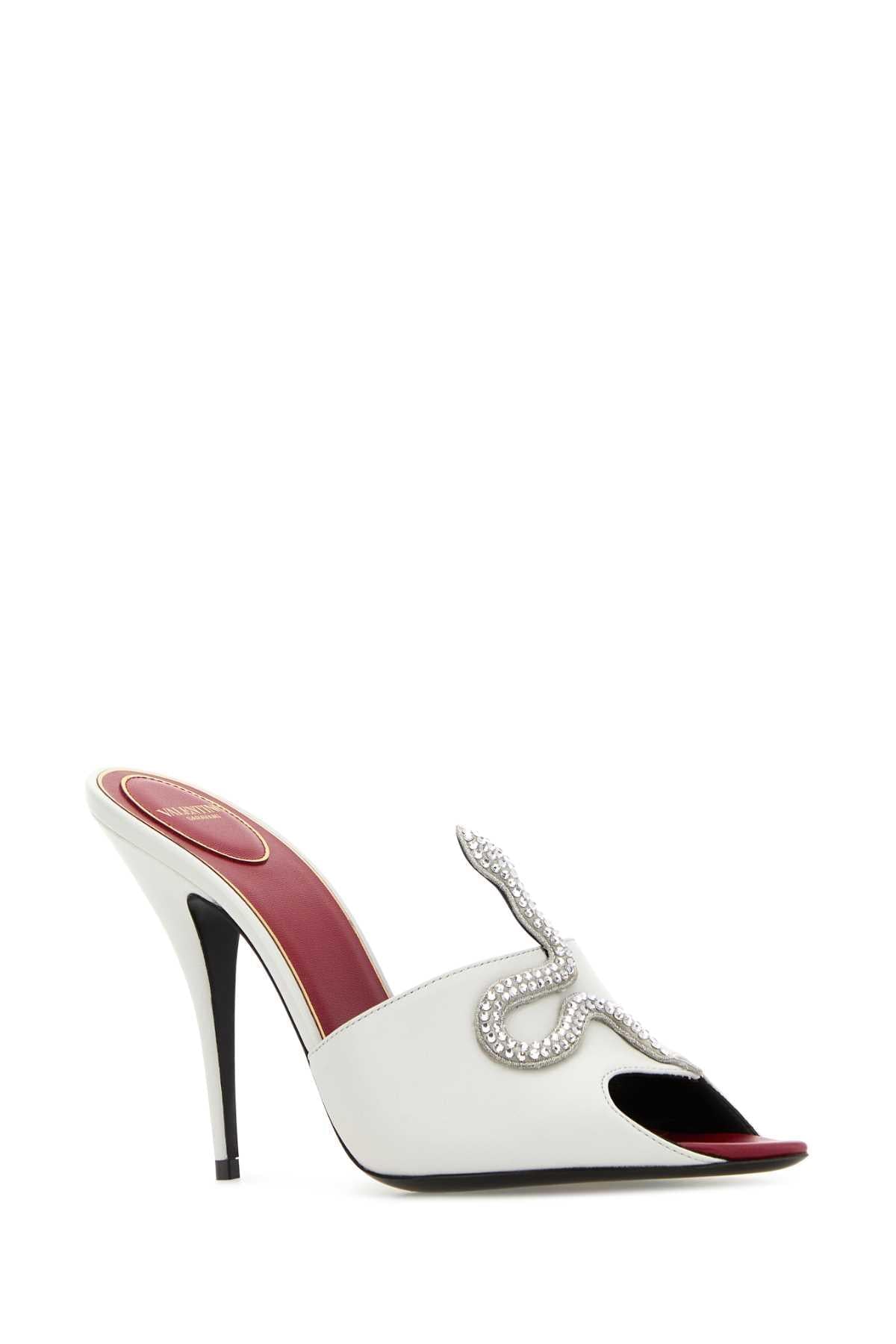 Valentino Garavani Women White Leather Cåur Vipã¨Re Mules VALENTINO GARAVANI
