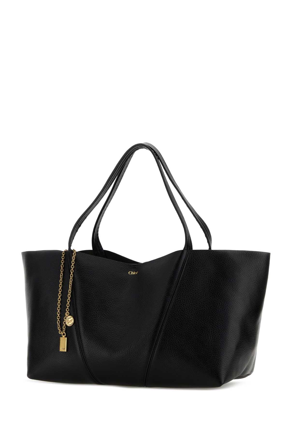 Chloe Women Black Leather East-West Chloe Spin Shopping Bag CHLOE
