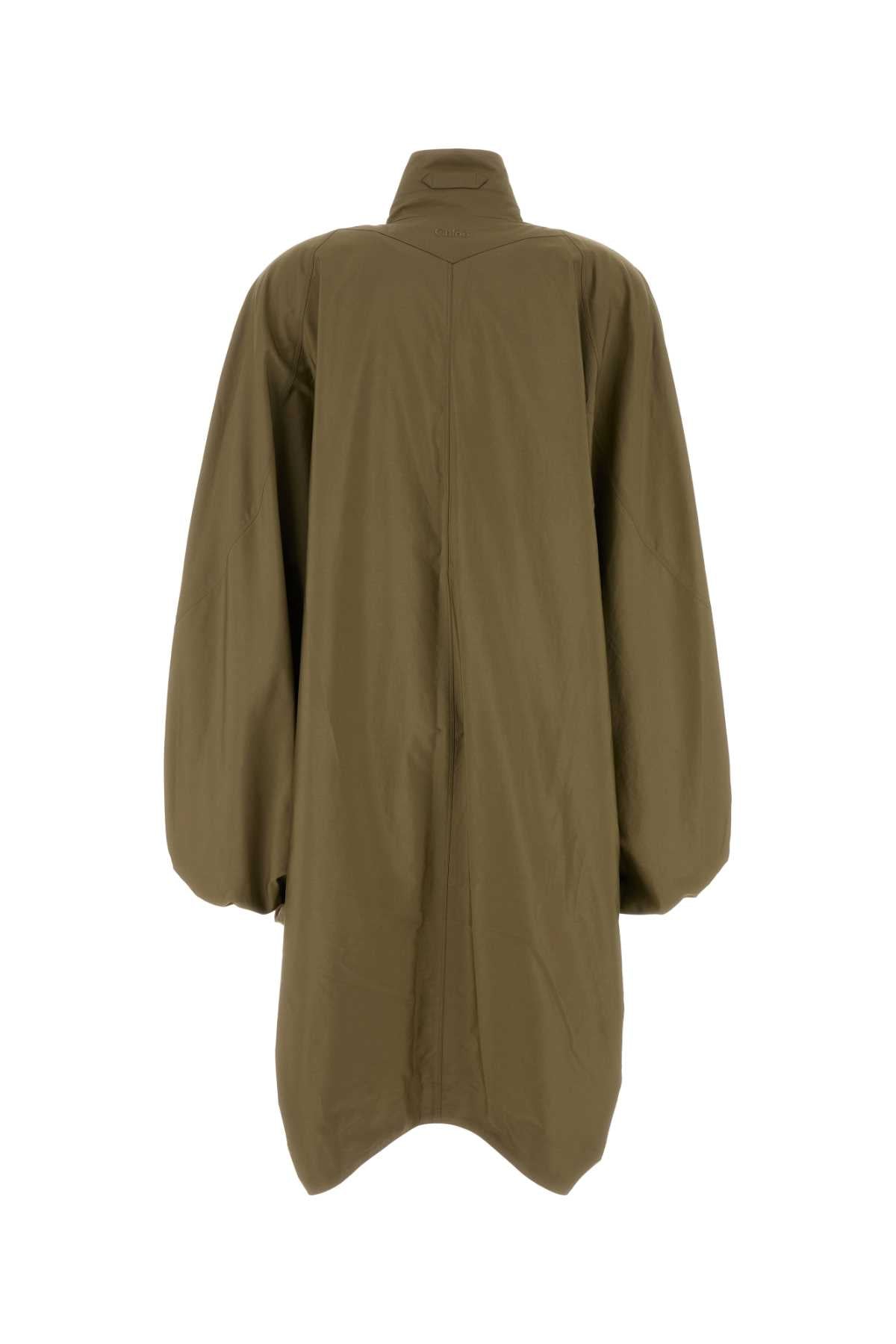 Chloe Women Olive Green Poplin Overcoat CHLOE
