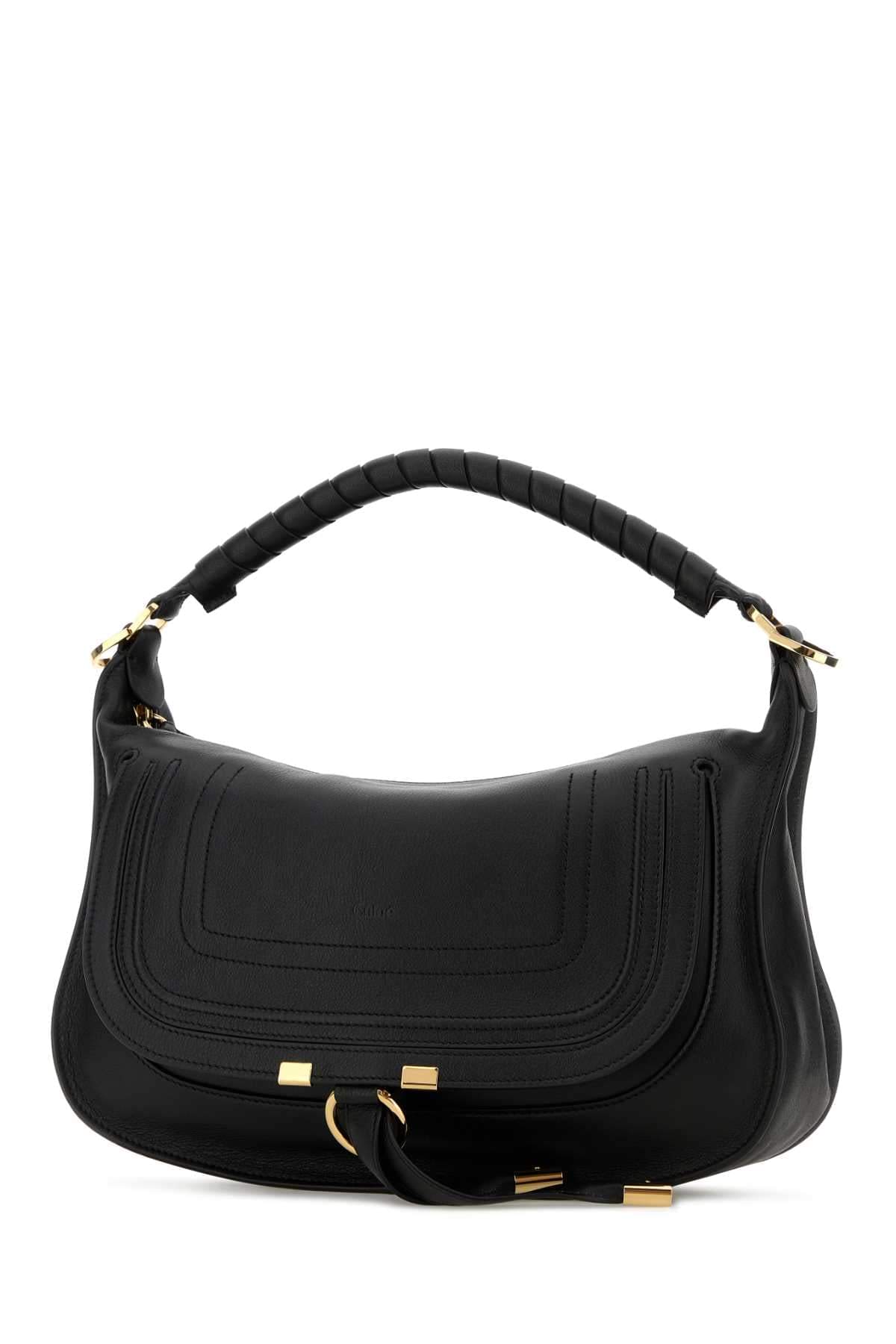 Chloe Women Black Leather Small Marcie Shoulder Bag CHLOE