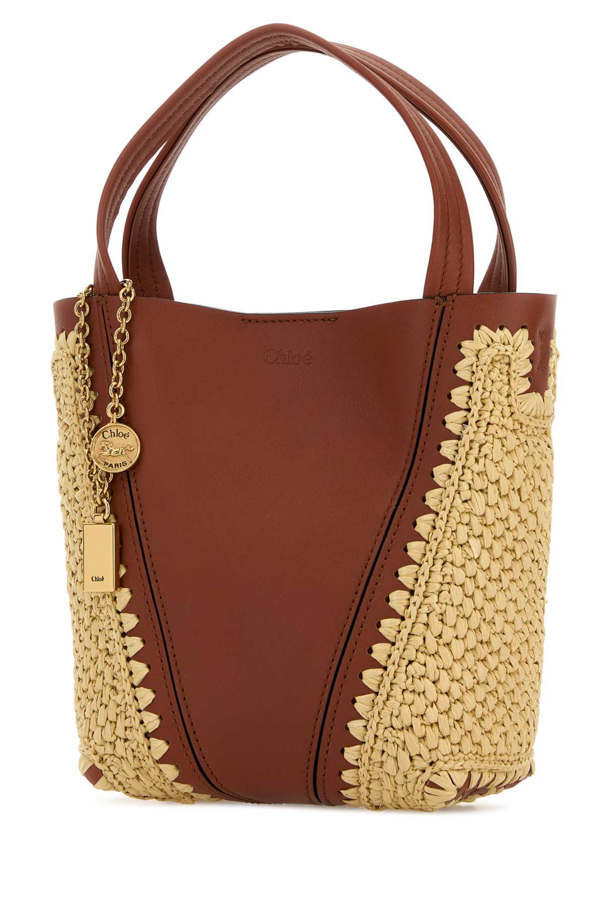 Chloe Women Two-Tone Leather And Raffia Bucket Bag CHLOE