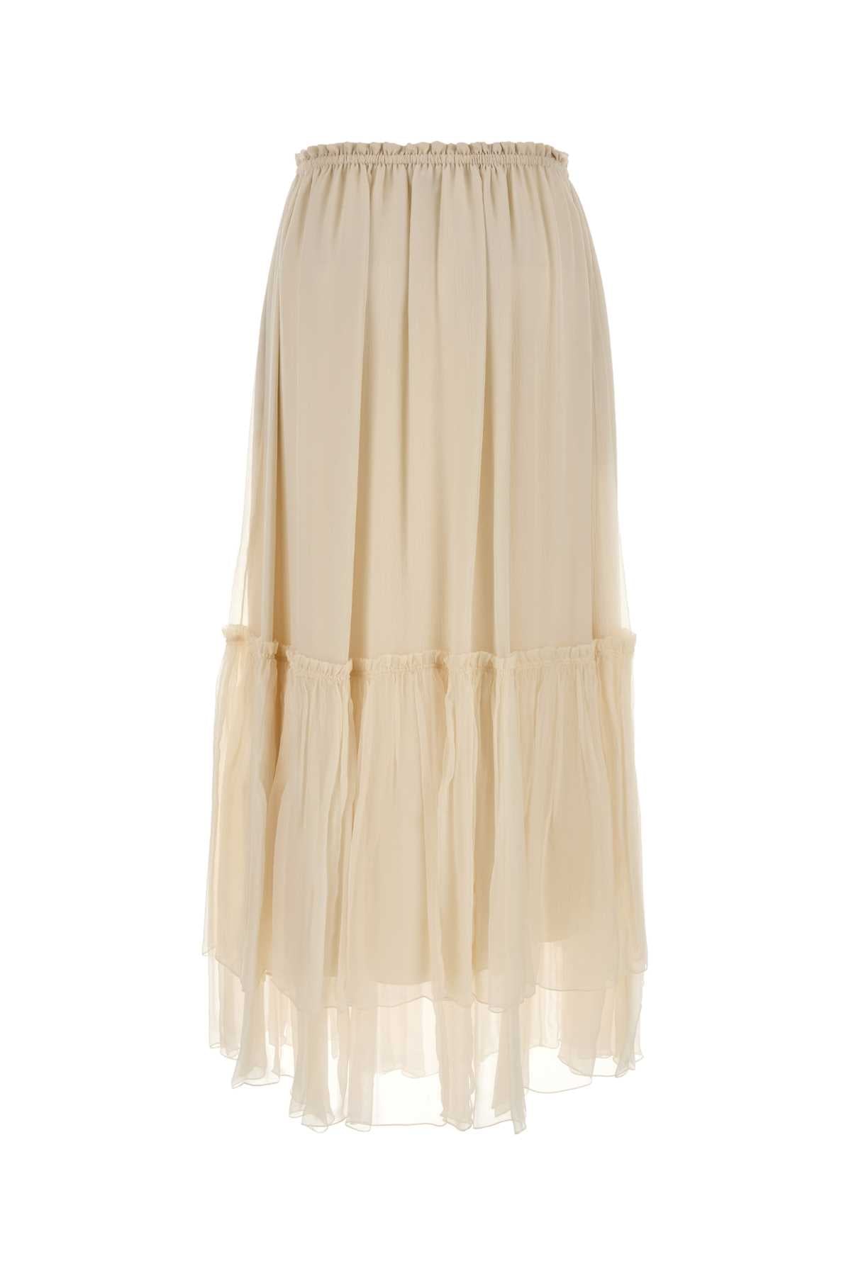 Chloe Women Cream Crepe Skirt CHLOE