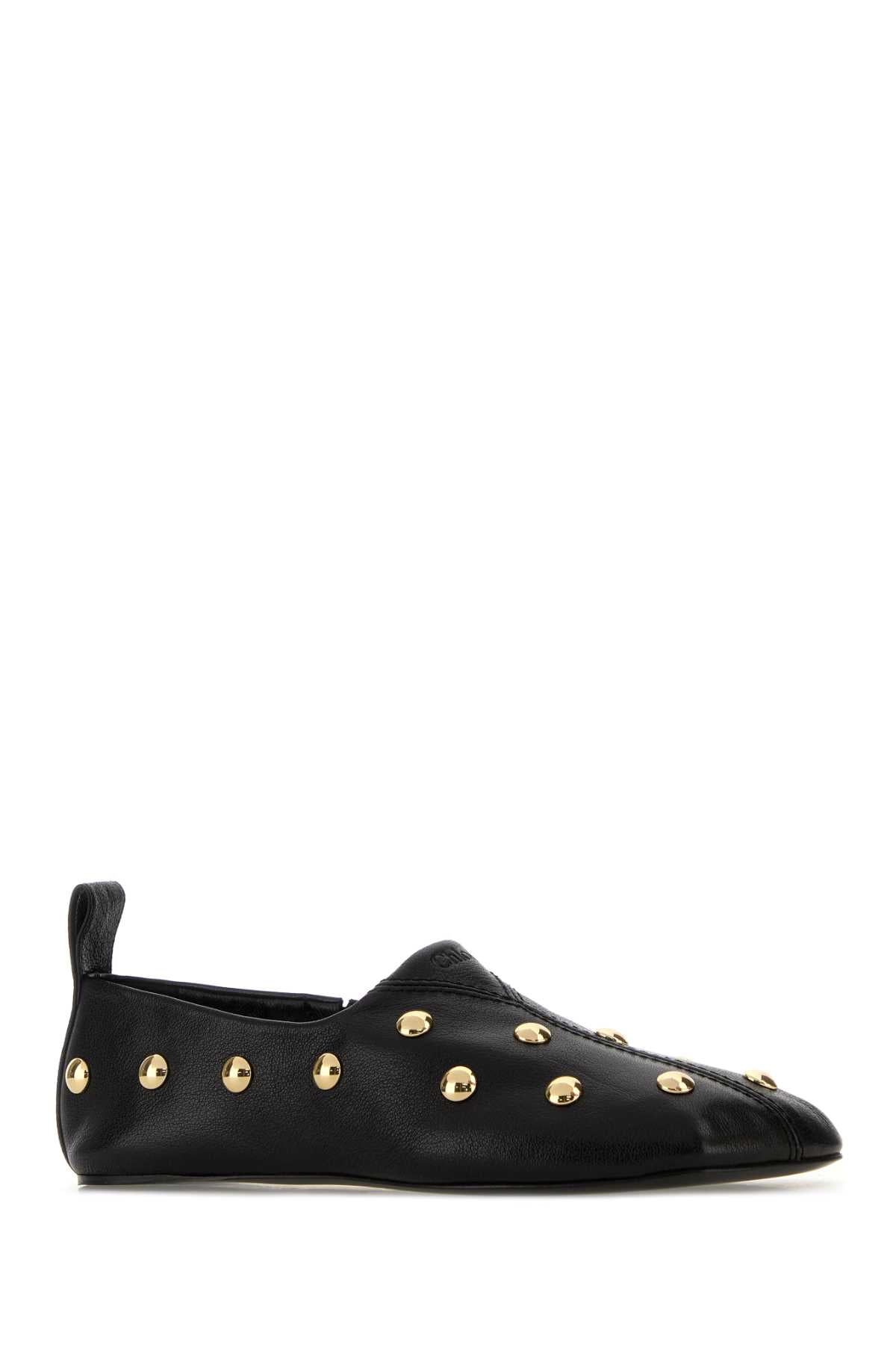Chloe Women Black Leather Rita Loafers CHLOE