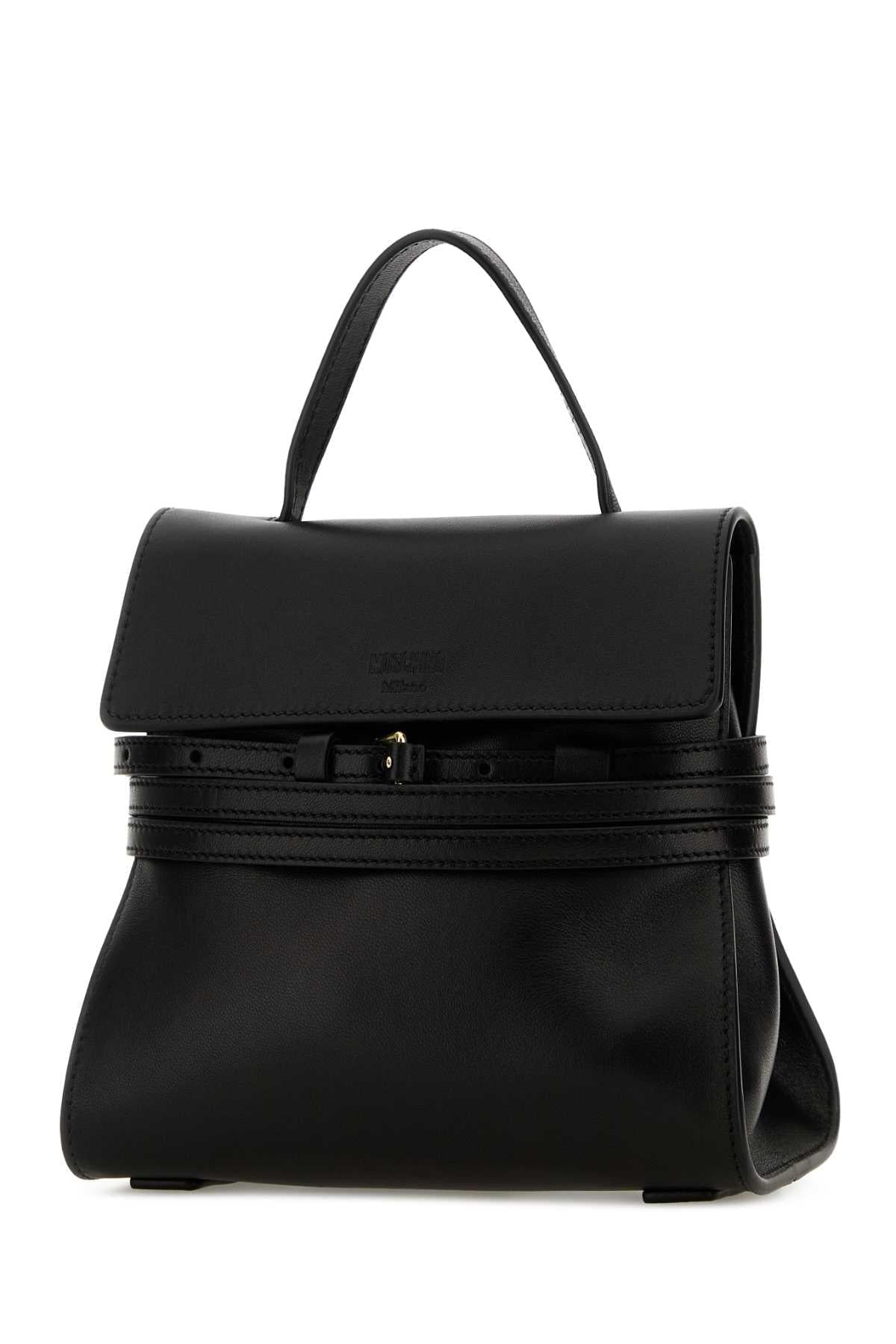 Moschino Women Black Nappa Leather Small Tie Me Handbag MOSCHINO