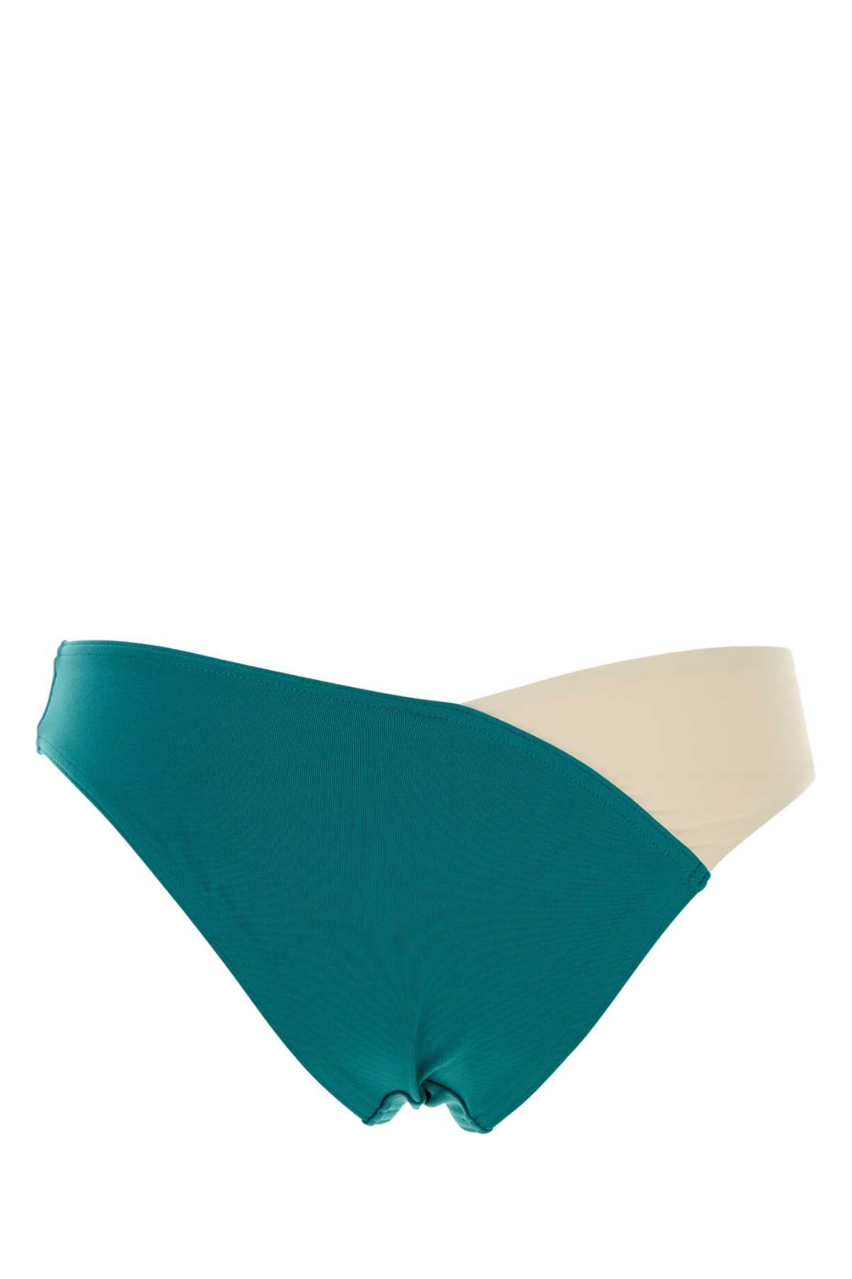 Eres Women Teal Green Stretch Nylon Dialogue Bikini Bottom ERES