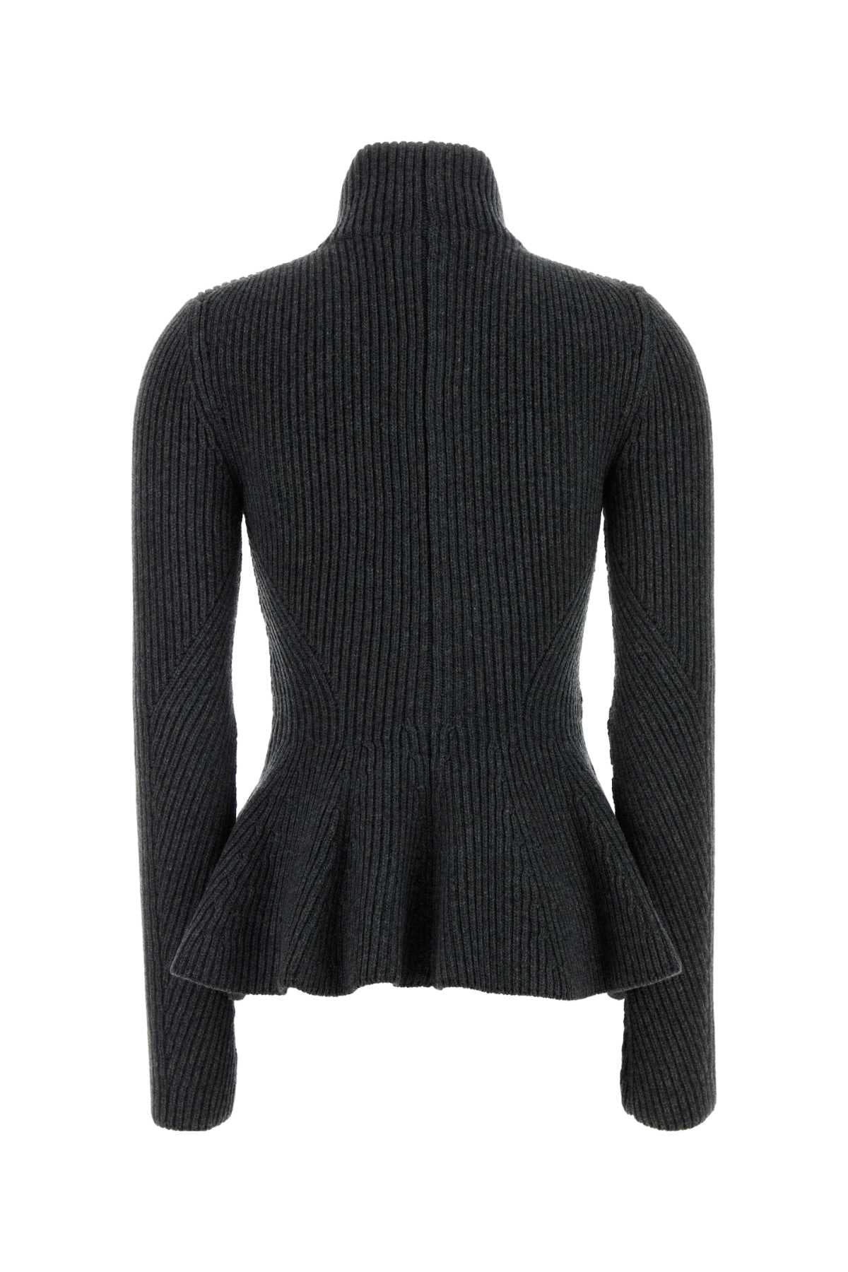 Alaia Women Dark Grey Wool Blend Cardigan ALAIA