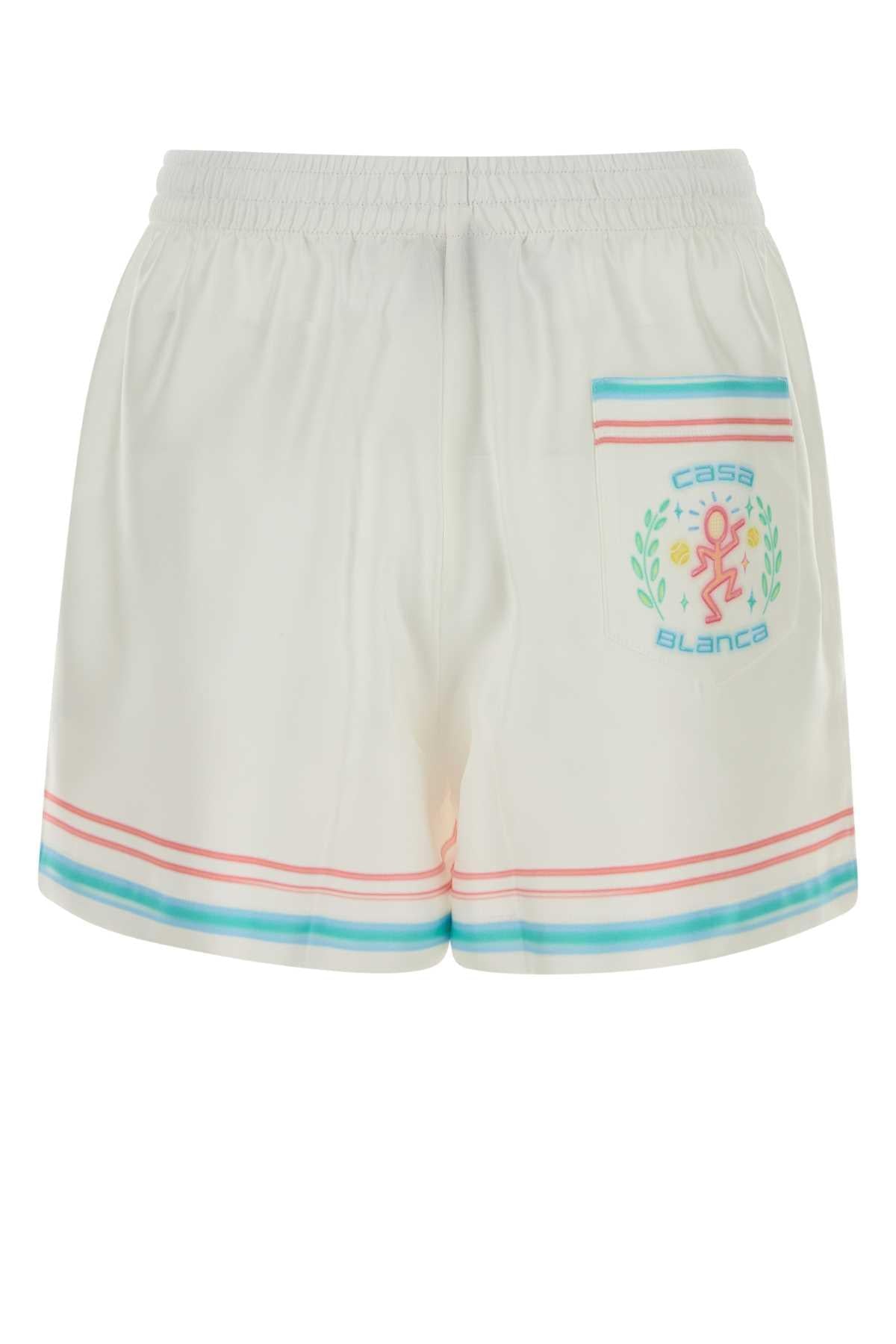 Casablanca Women White Silk Shorts CASABLANCA