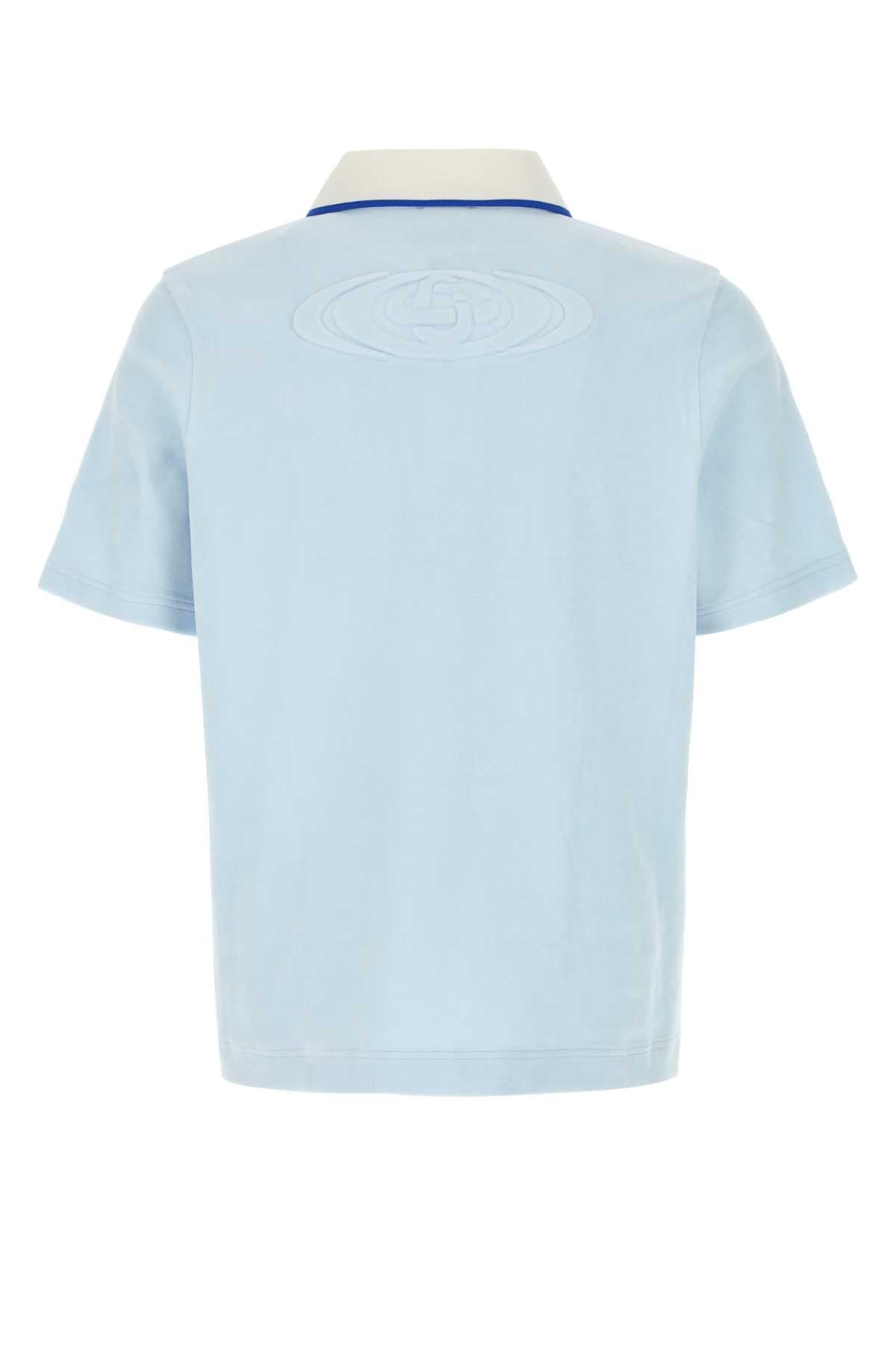 Casablanca Men Pastel Light Blue Velvet Polo Shirt CASABLANCA