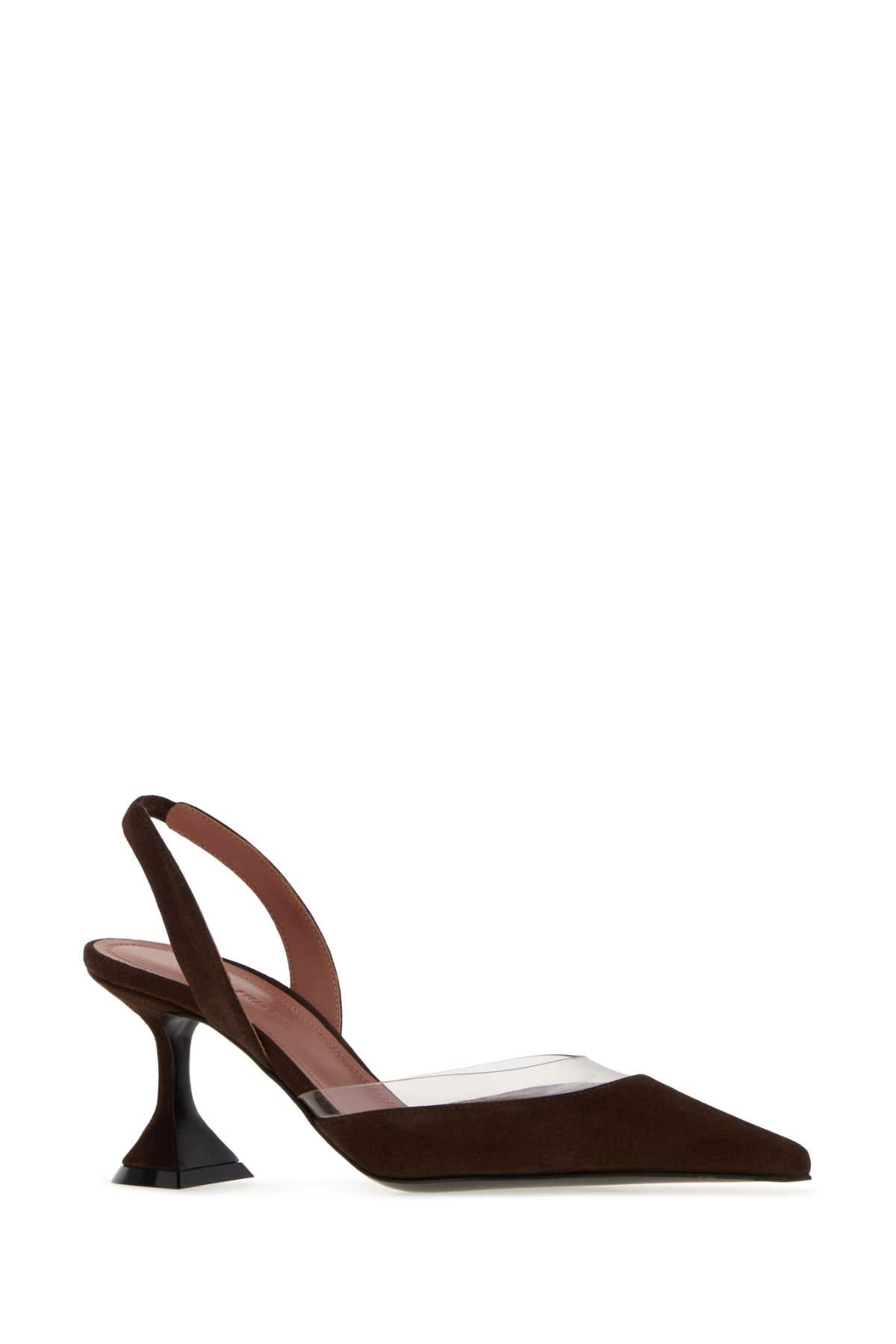 Amina Muaddi Women Brown Suede Lara Pumps AMINA MUADDI